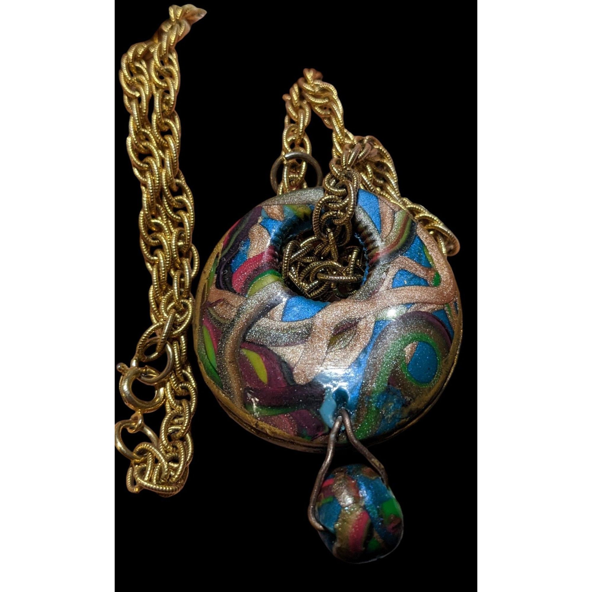 Other Handmade Abstract Rainbow Squiggle Pendant Necklace Size ONE SIZE - 5 Thumbnail