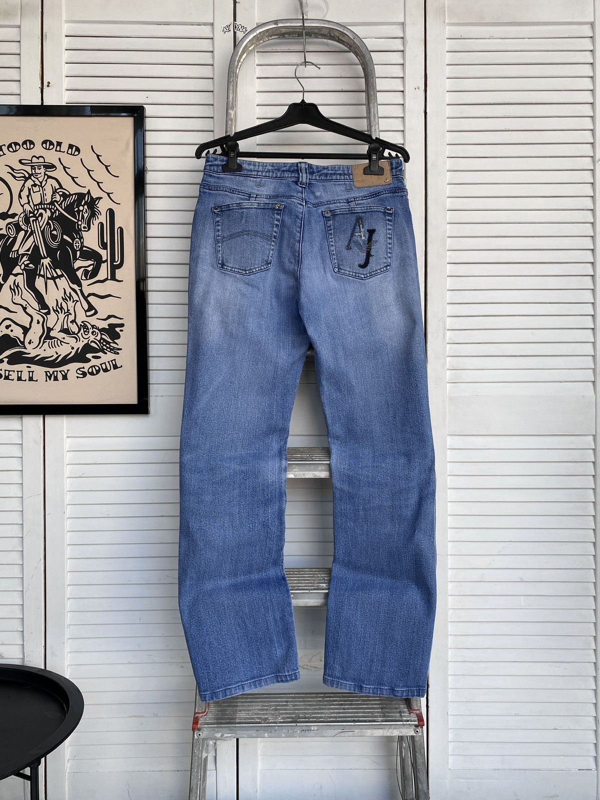 Armani × Giorgio Armani × Vintage Vintage Armani Jeans Y2K Pocket Logo Denim Pants Light Blue Size 31" - 1 Thumbnail