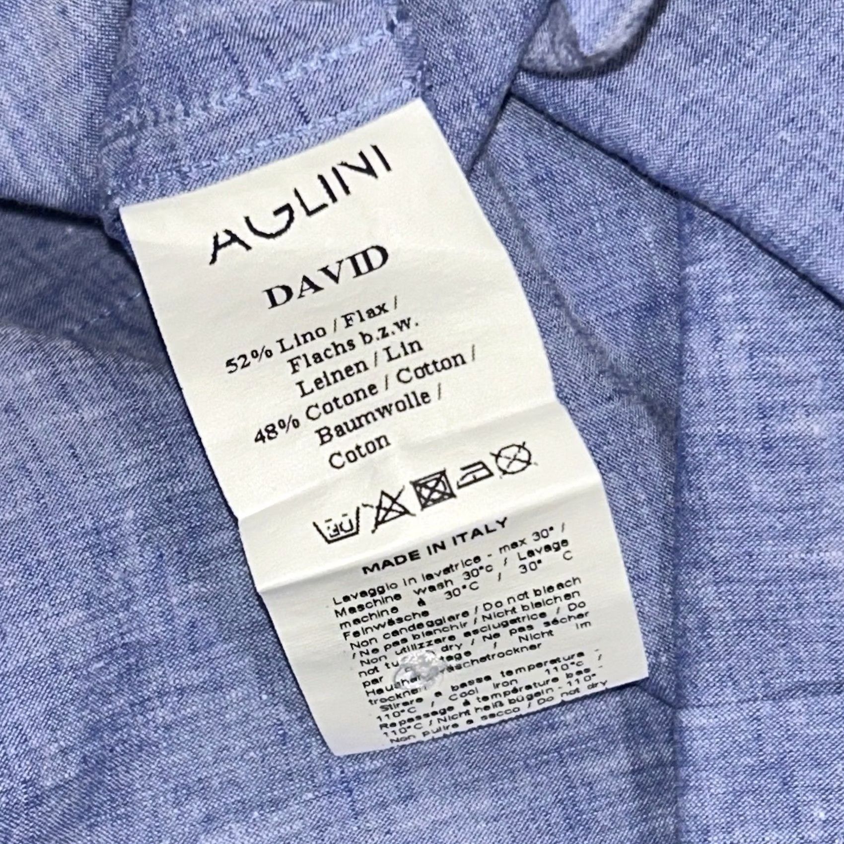 AGLINI Aglini David Linen Blend Button Up Blue Shirt Long Sleeve Mens 40 - Italy Size US L / EU 52-54 / 3 - 5 Thumbnail