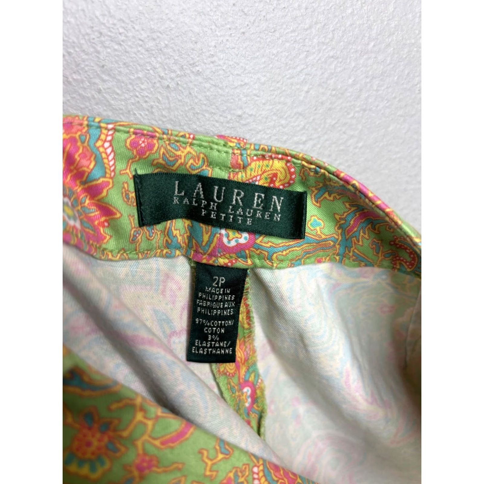 Ralph Lauren Lauren Ralph Pants Womens 2P Green Paisley Print Ankle Twill Stretch Size 26" / US 2 / IT 38 - 4 Thumbnail
