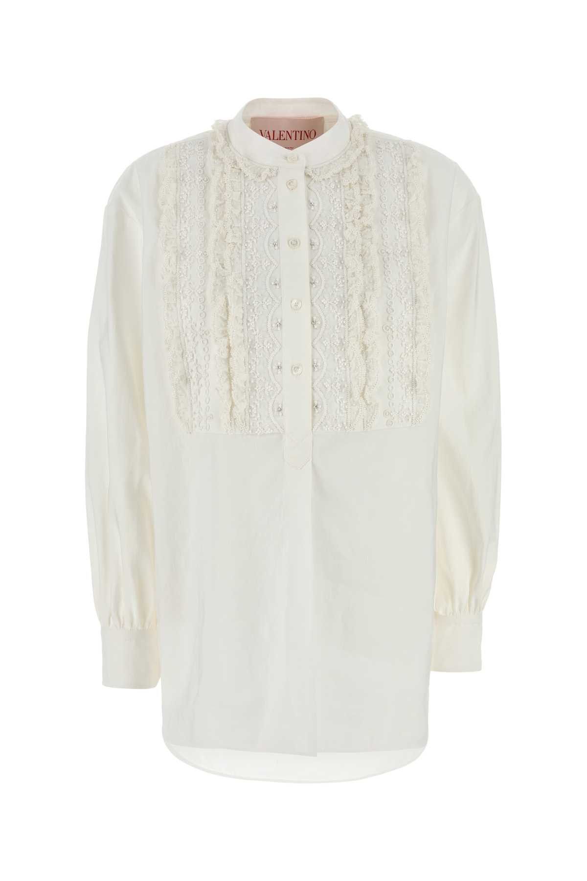 Valentino White Cotton Blend Blouse Size S / US 4 / IT 40 - 1 Thumbnail