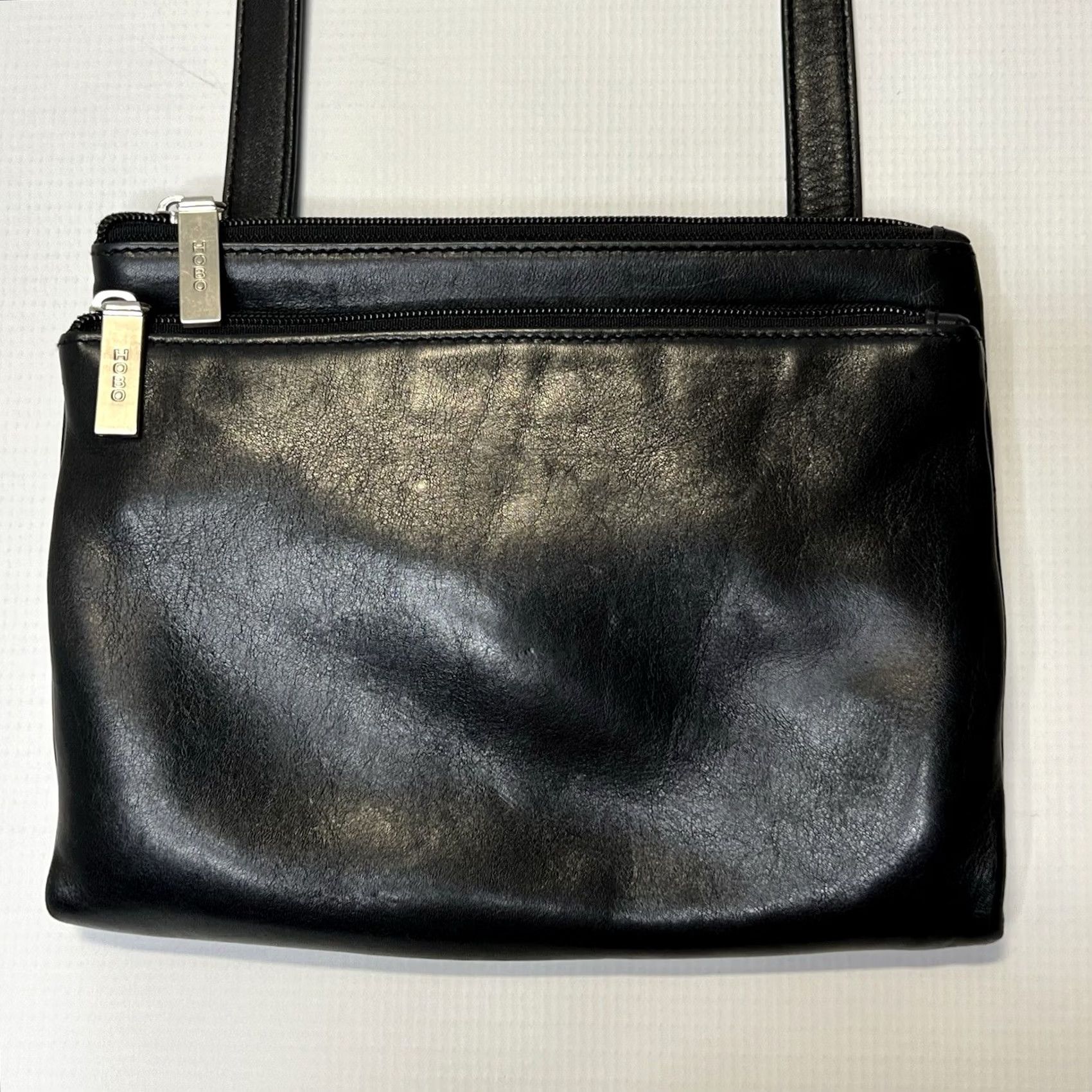 Vintage Hobo International Crossbody Bag Black Leather Small 9x8x3 Zip Pockets Lined Size ONE SIZE - 2 Thumbnail