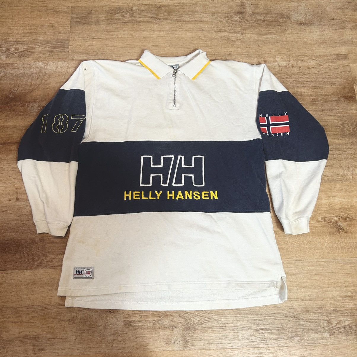 Helly Hansen Vintage 1990s Helly Hansen Quarter Zip Rugby Sweater Size US M / EU 48-50 / 2 - 1 Thumbnail