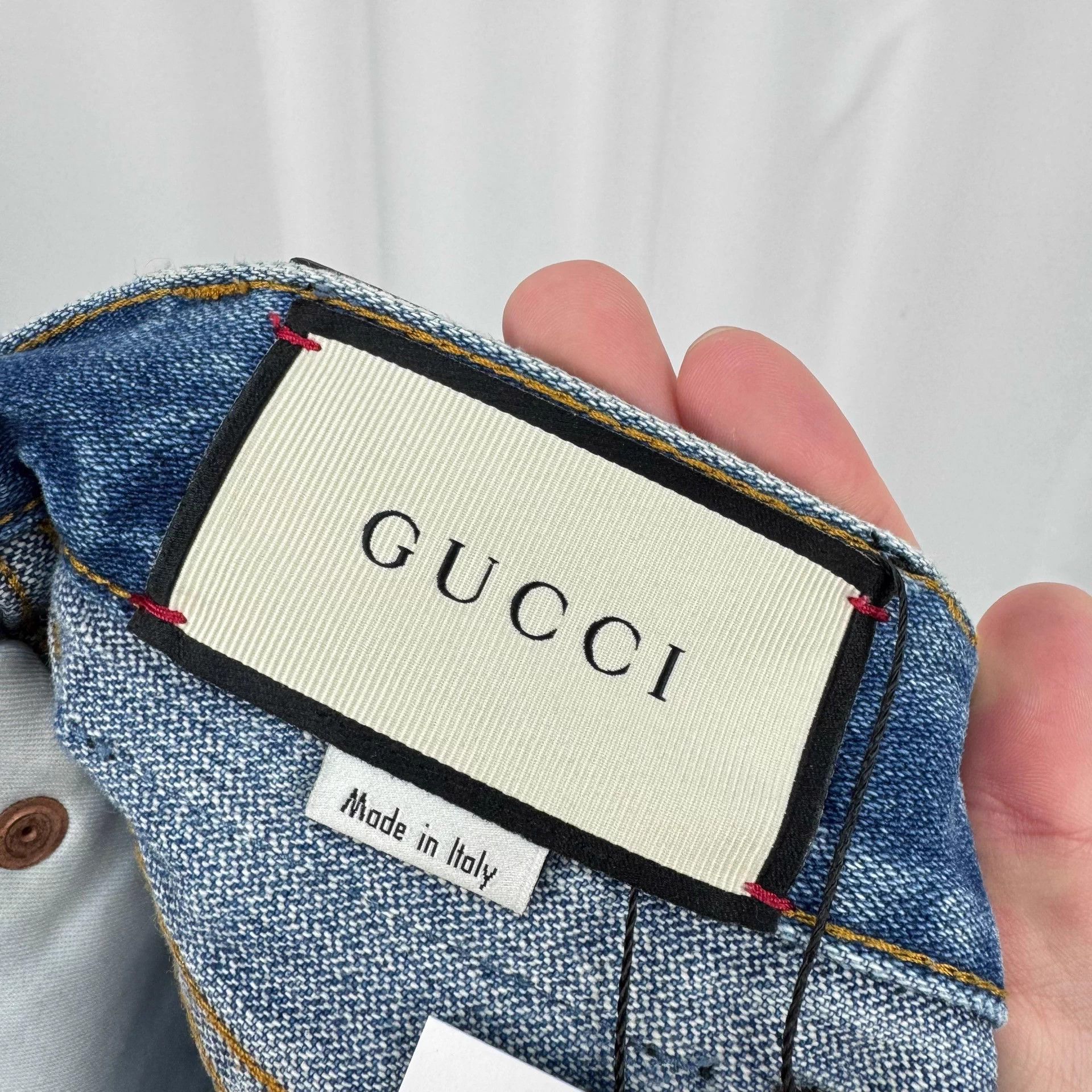 Gucci Gucci Strawberry Embroidery Logo Denim Short 99N Size 24" / US 00 / IT 34 - 6 Thumbnail