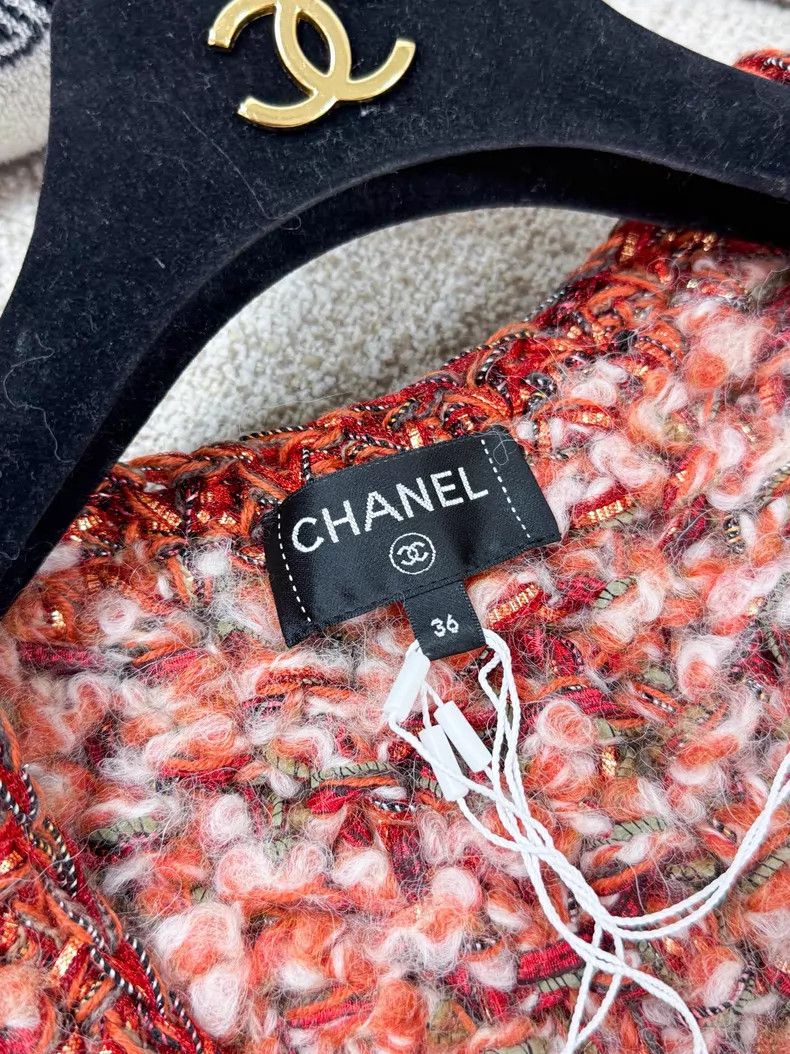 Chanel Chanel Orange woven tweed vest jacket Size XS / US 0-2 / IT 36-38 - 5 Thumbnail