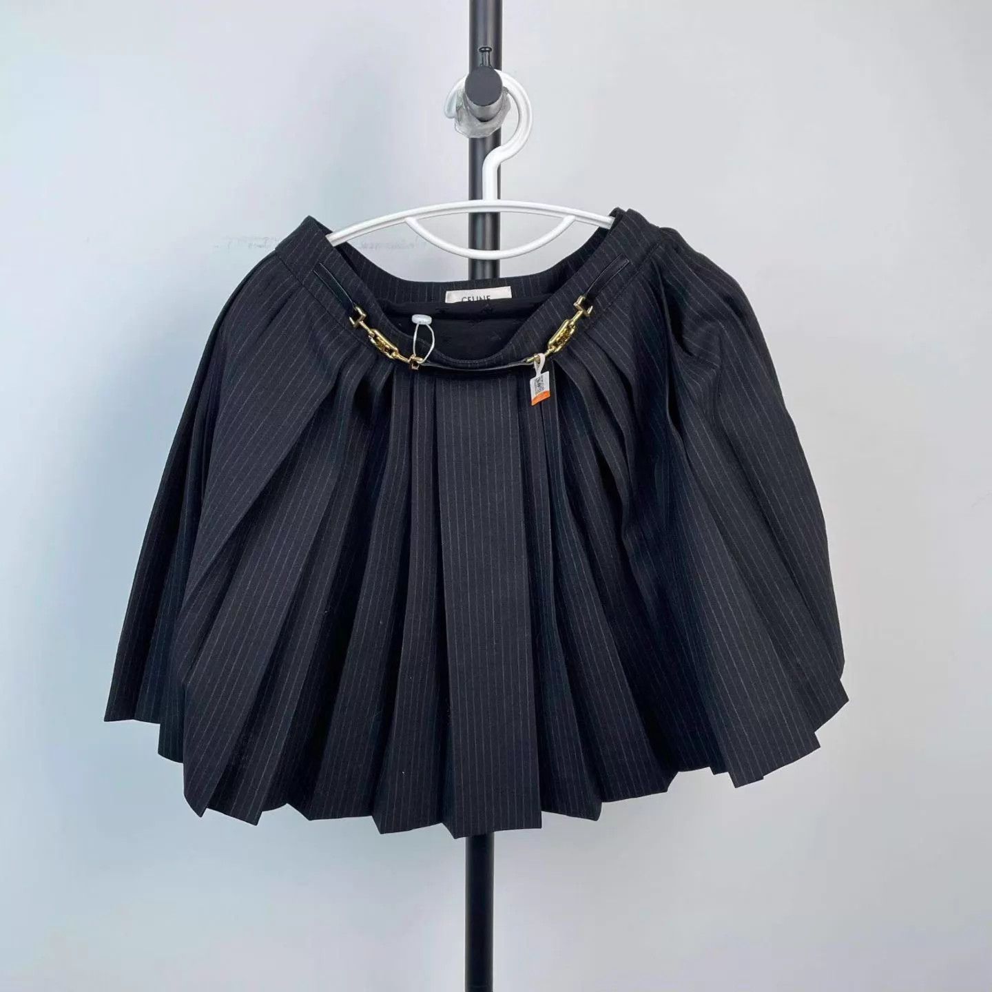 Celine Celine Triomphe Gold Buckle Striped Pleated Skirt 34 Size 24" / US 00 / IT 34 - 1 Thumbnail