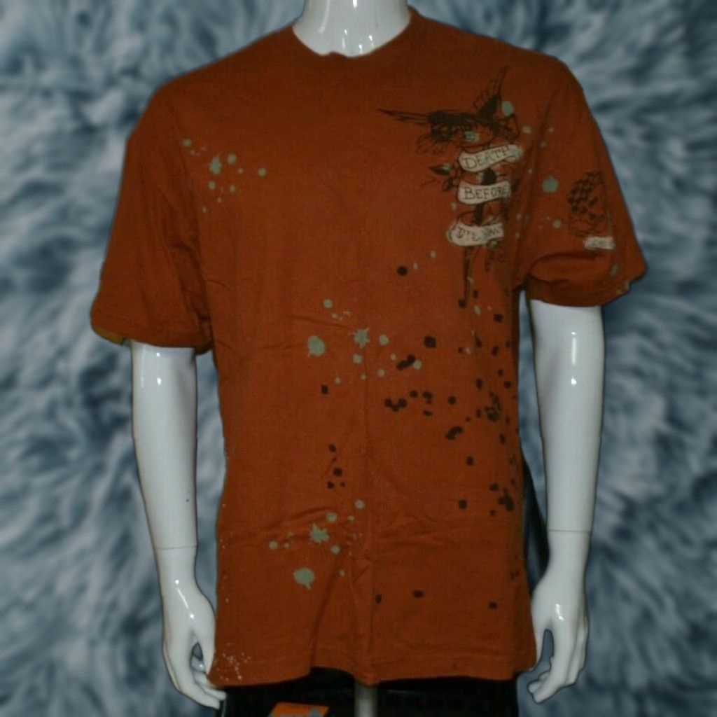 Vintage Death Before Dishonor Tattoo MMA T Shirt XL Men Brown 100% Cotton Alstyle Graphic Tee Short Sleeve Size US XL / EU 56 / 4 - 1 Thumbnail