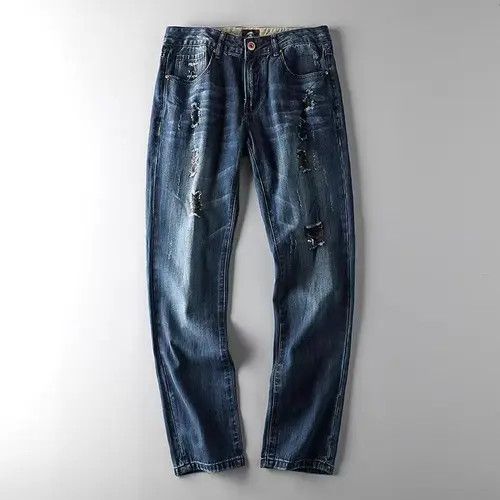 Jean Covered Ripped Straight Leg Wash Denim Trousers Size US 32 / EU 48 - 7 Thumbnail
