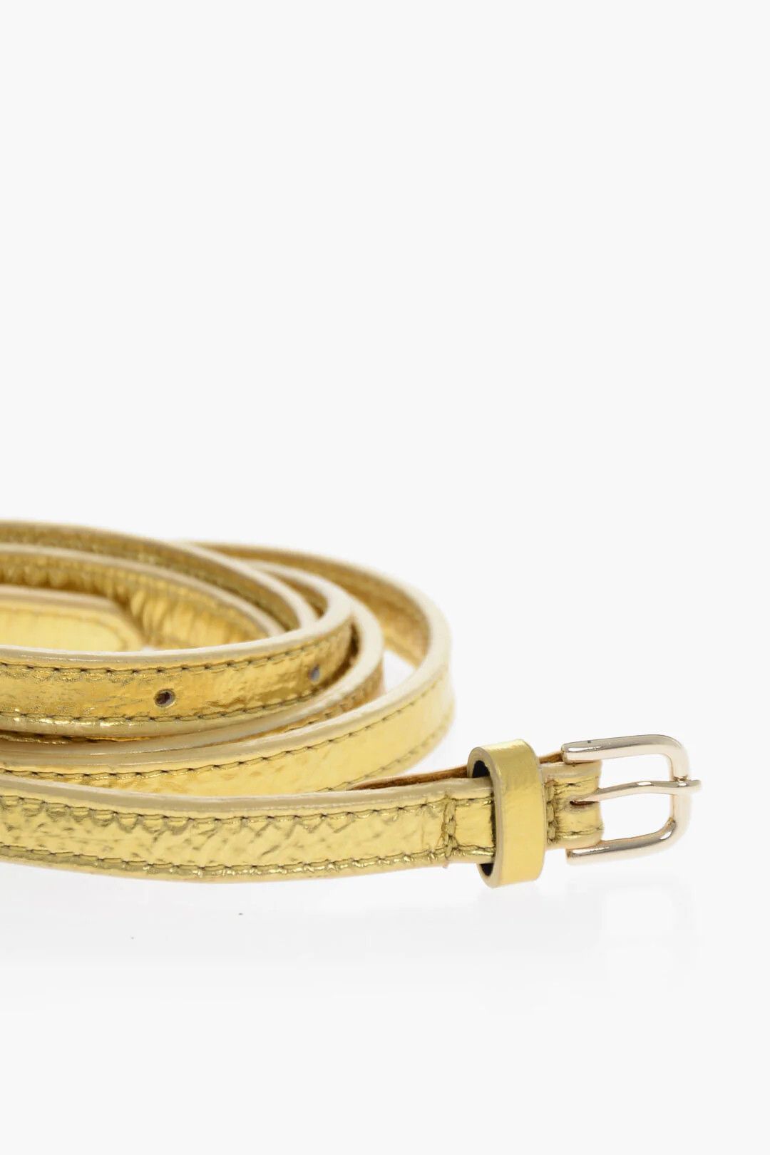 Dries Van Noten og1mm0426 Size: OS / Slim-Fit Metallic Leather Belt in Gold Size ONE SIZE - 2 Thumbnail