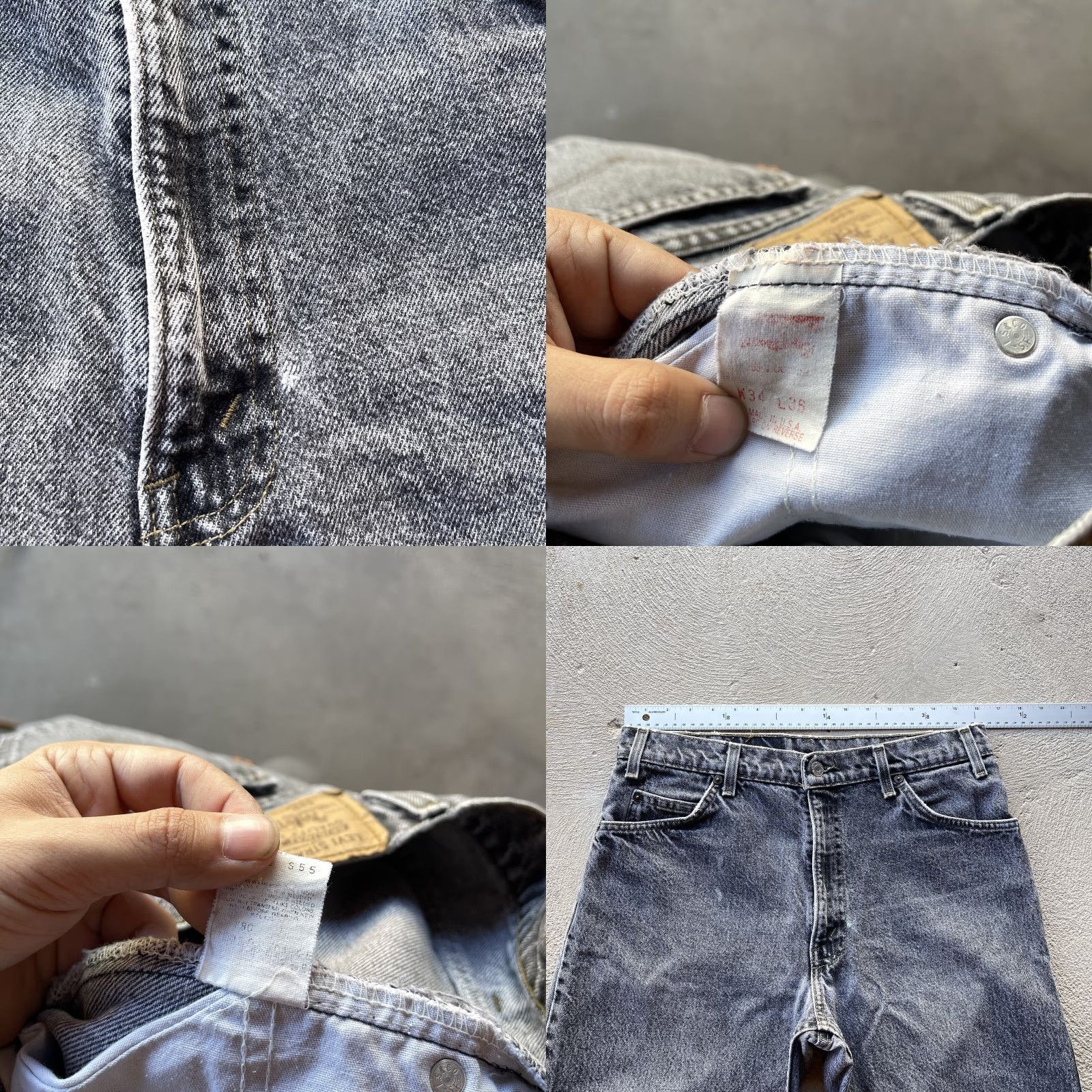 Levi's VINTAGE Levi's Jeans Men 550 Tapered Relaxed Fit 32x35 Black Denim 90s Orange Tab Logo Embroidered US Made Mens Regular Belt Loop Size US 32 / EU 48 - 8 Thumbnail