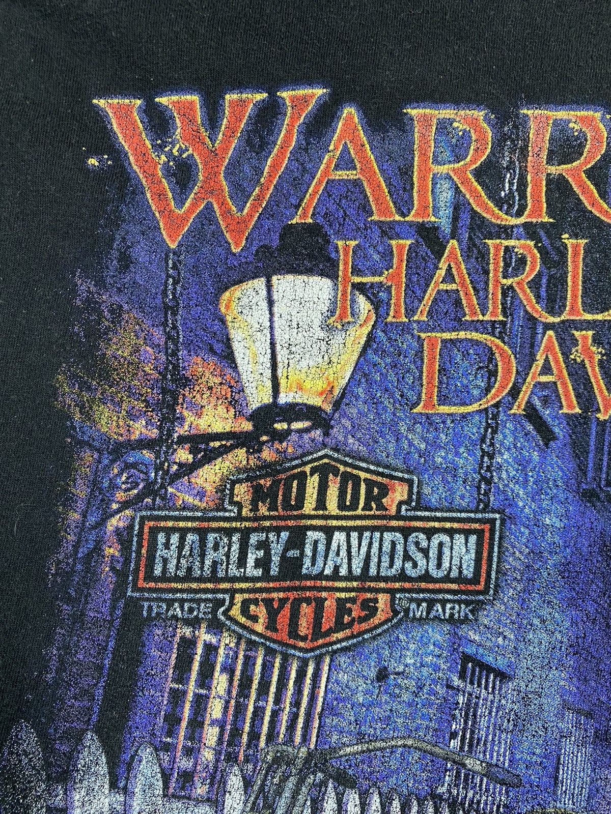 Harley Davidson × Vintage Vintage Harley Davidson Warres England graphic tee 90’s Size US XXL / EU 58 / 5 - 9 Thumbnail