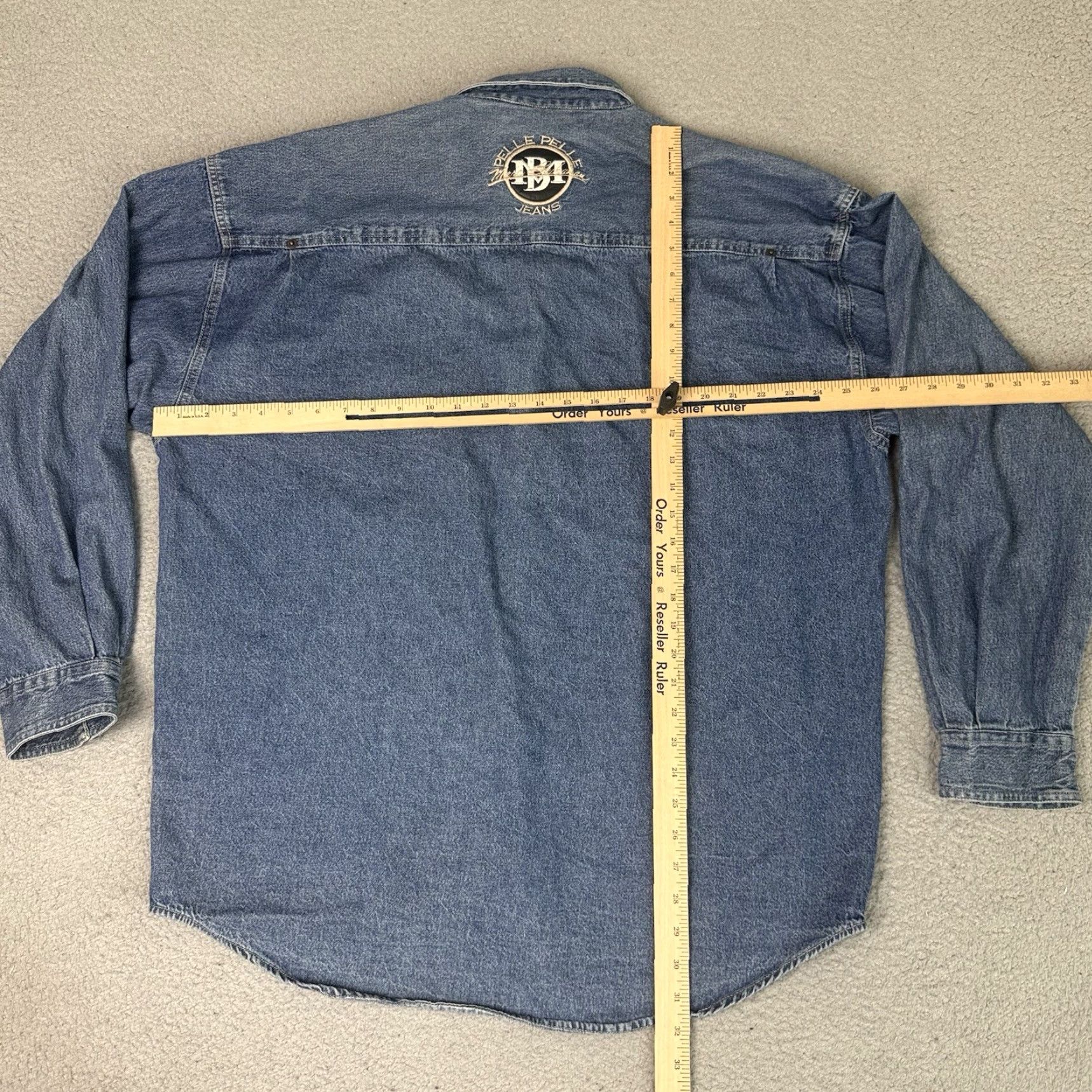 Pelle Pelle VINTAGE Pelle Pelle Denim Shirt Mens XL Blue 90s Hip Hop Retro Oversized Button-Up Collared Long Sleeve Size US XL / EU 56 / 4 - 7 Thumbnail
