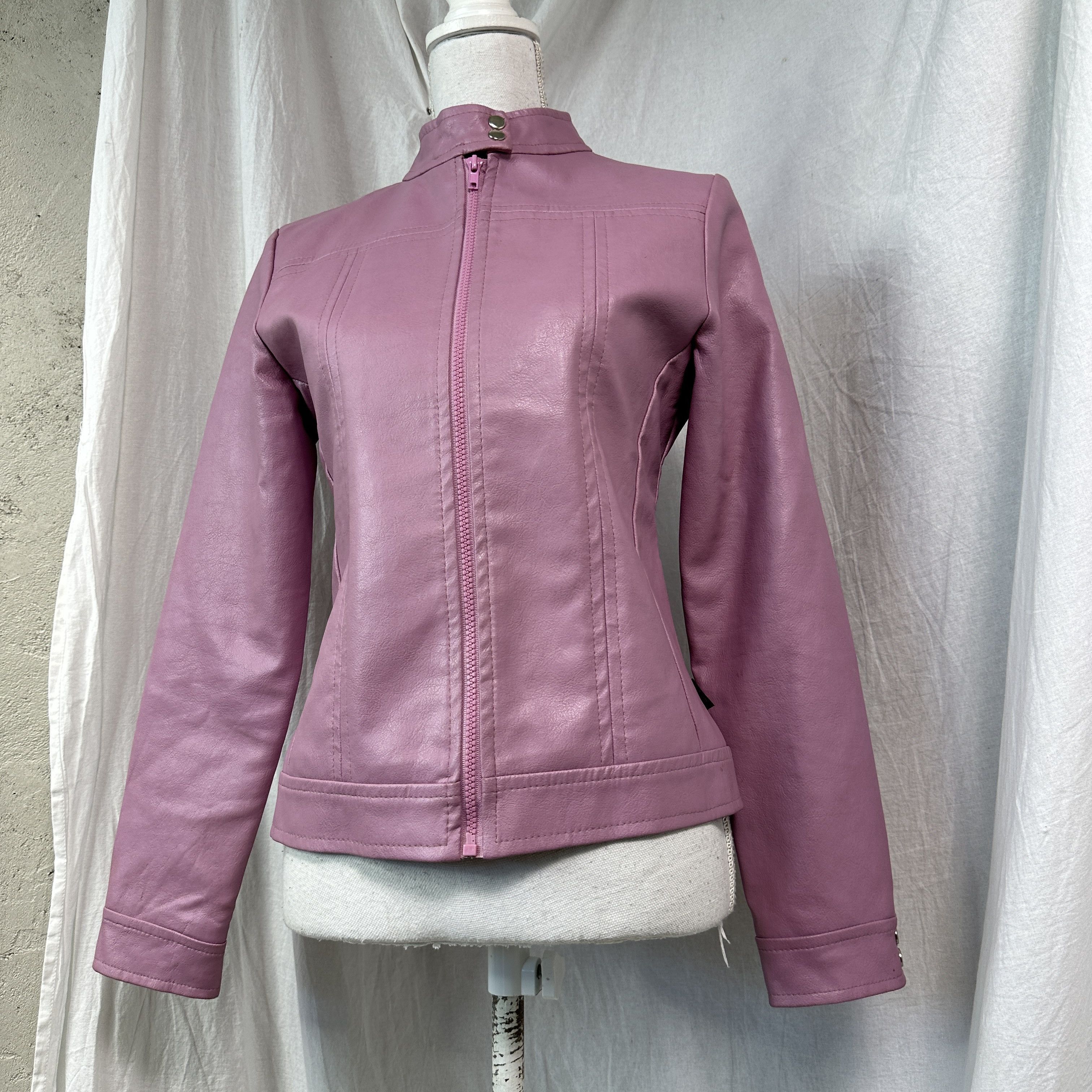 Vintage Vintage Biker Moto Racing Pink Faux Leather Jacket 90s Size US M / EU 48-50 / 2 - 5 Thumbnail