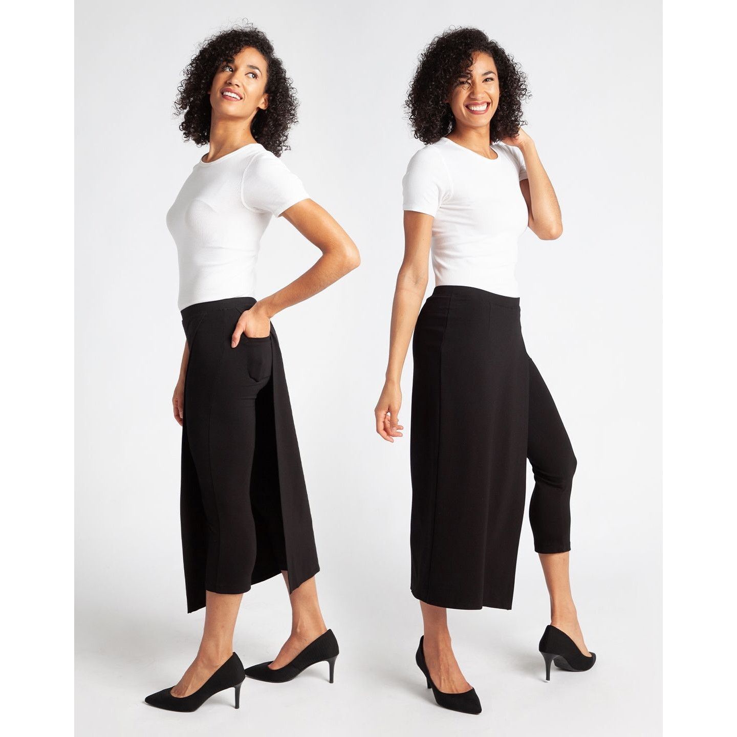 Betabrand Betabrand Sassiest Skirt Overlay Ponte Crop Pants Black XXL Size 42" / US 20 - 8 Thumbnail