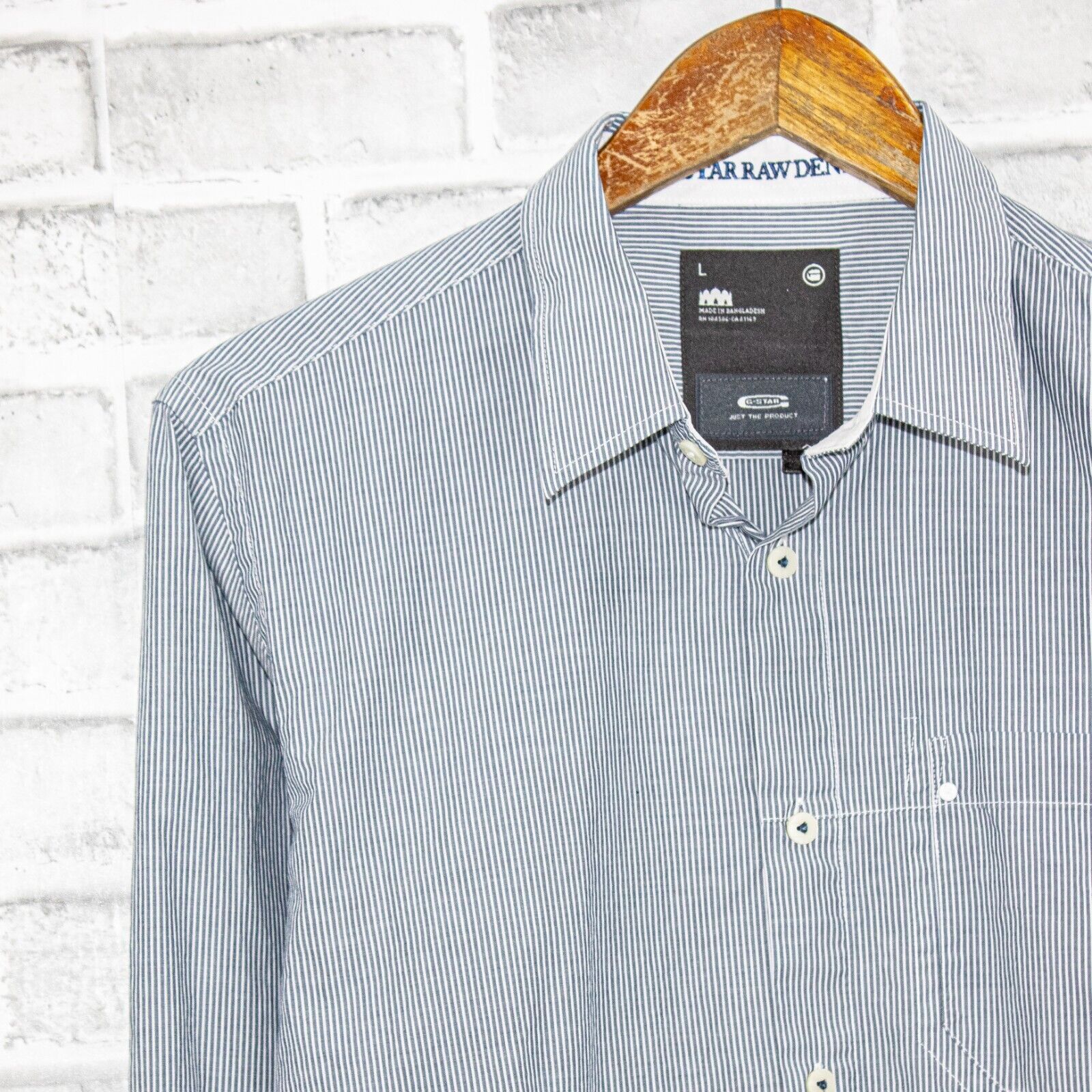 G-Star G Star RAW Men's Button up Shirt White blue striped Size US L / EU 52-54 / 3 - 5 Thumbnail
