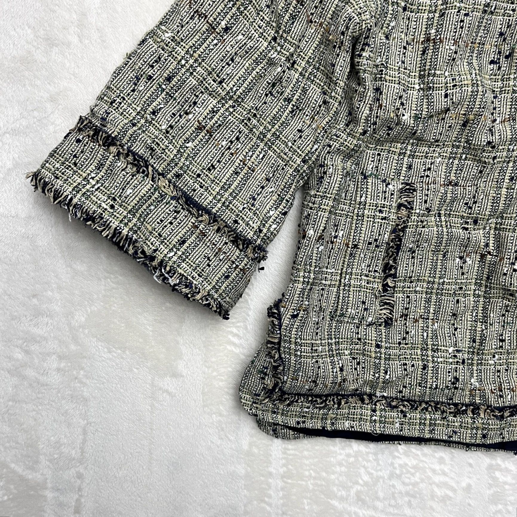 Brooks Brothers Brooks Brothers Jacket Top Blazer Womens 2 Green Tweed Boucle Fringe Lined Plaid Size XS / US 0-2 / IT 36-38 - 6 Thumbnail