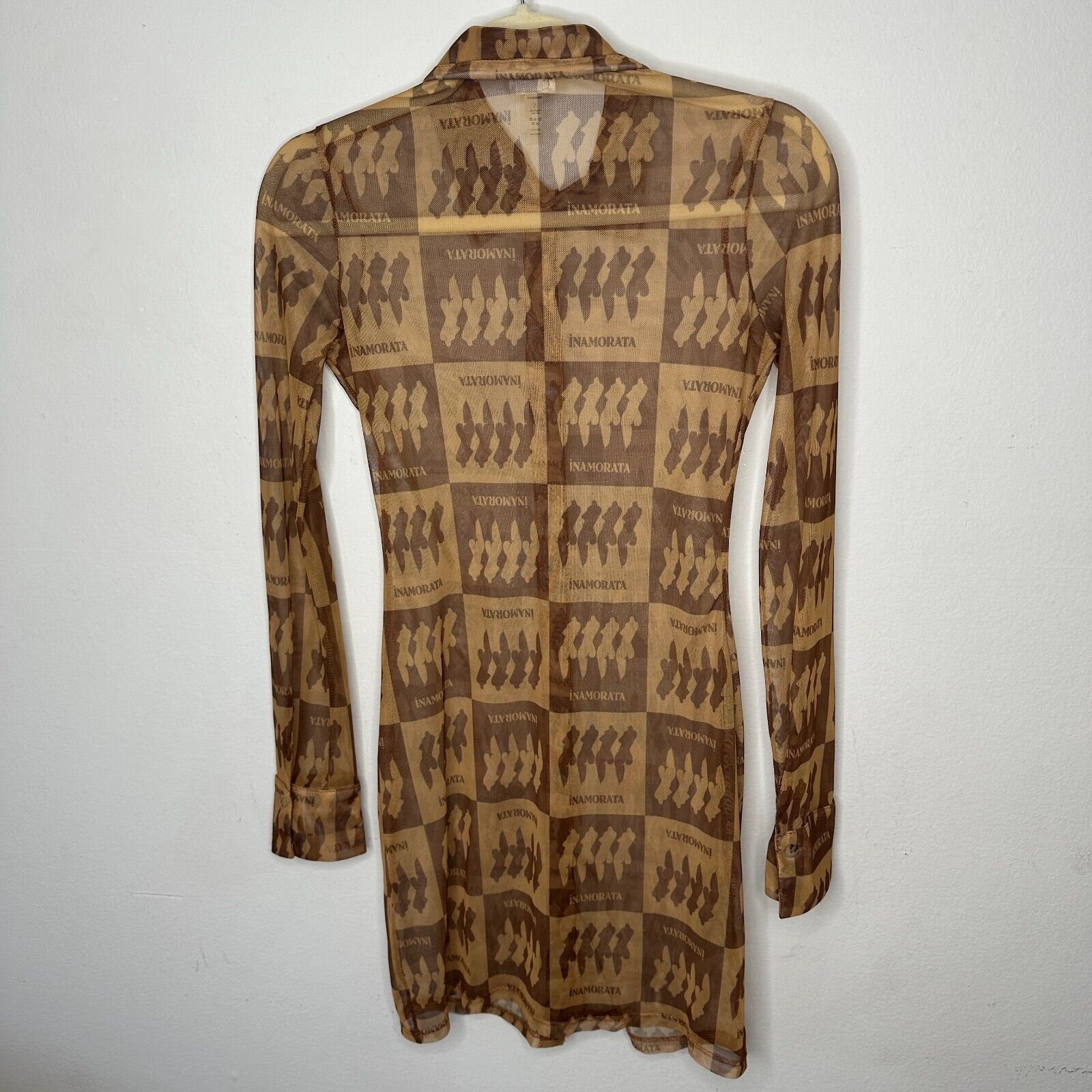 Other Inamorata Riviera Brown Mesh Dress Long Sleeve Button Dress Size S / US 4 / IT 40 - 9 Thumbnail
