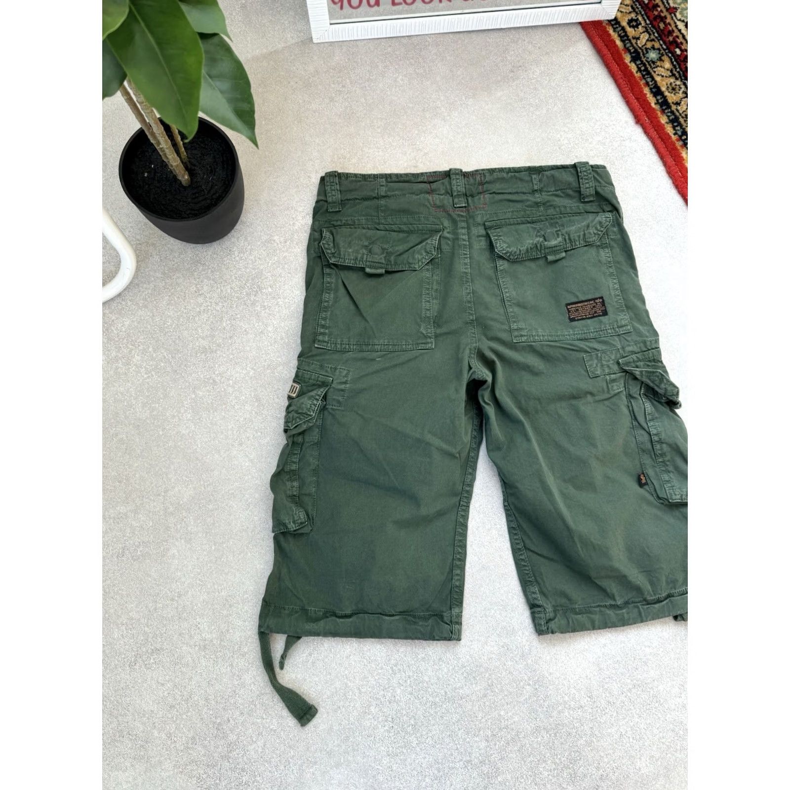 Alpha Industries VINTAGE Alpha Industries Men's Bermuda Shorts Cargo Green 30 Size US 29 - 5 Thumbnail