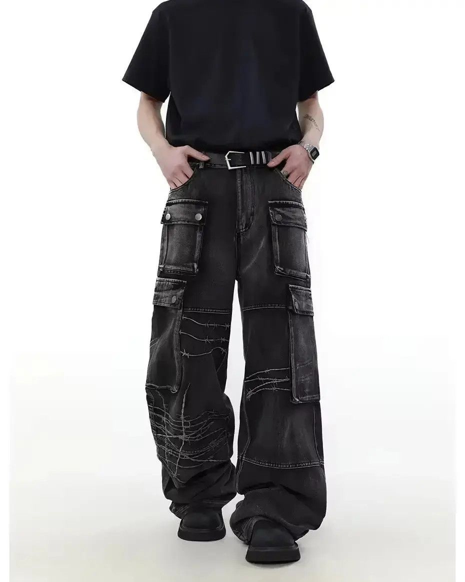 Japanese Brand Y2K Vintage Streetwear Distressed Baggy Cargo Jeans Size US 32 / EU 48 - 4 Thumbnail