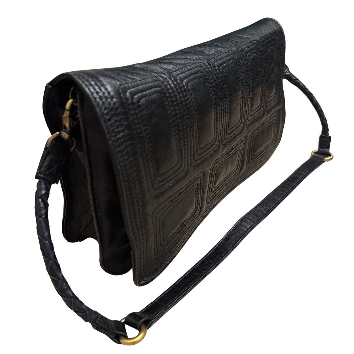 Urbancode Black Vintage Leather Clutch Bag Detachable Strap