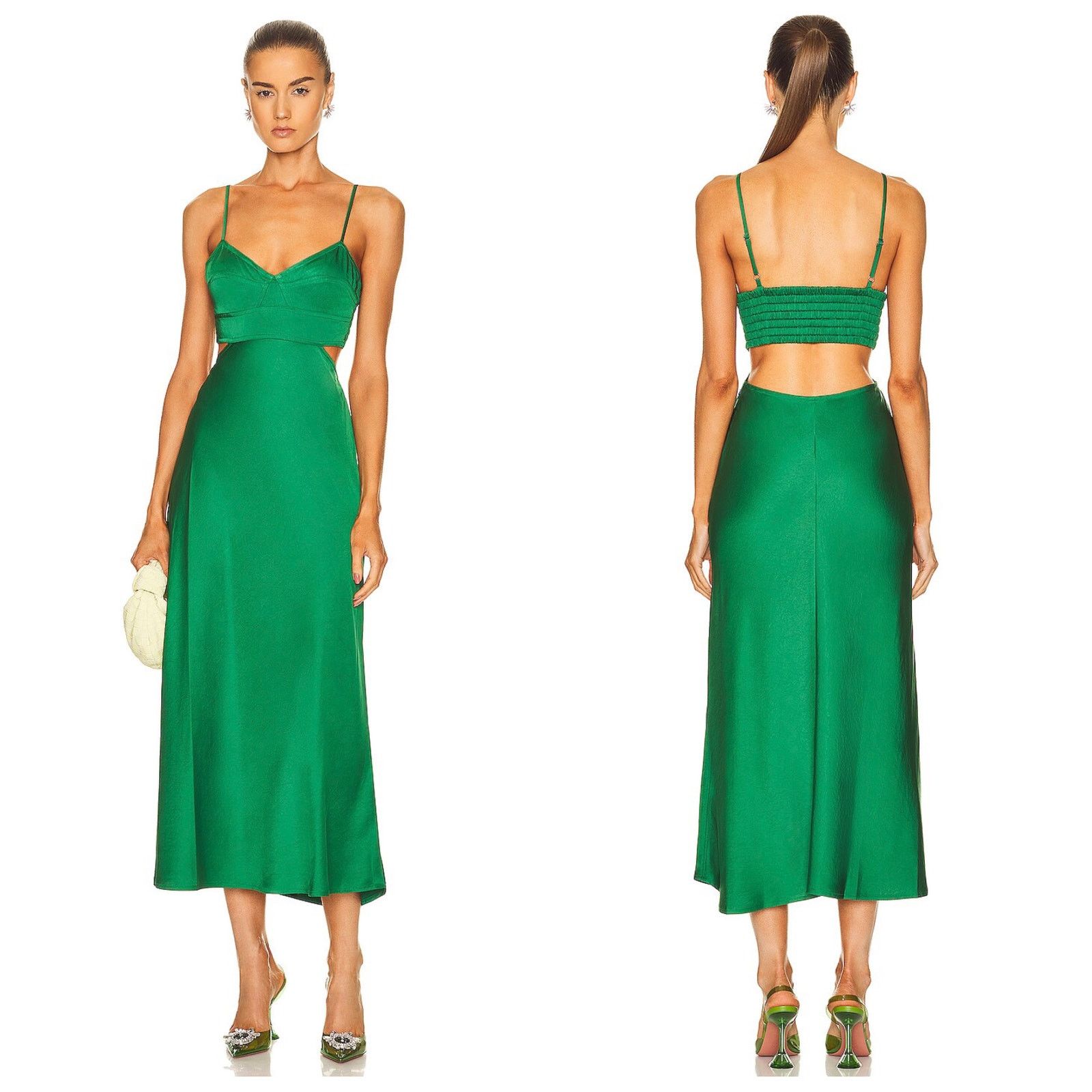 A.L.C. Blakely Cutout Satin Dress Spruce Green