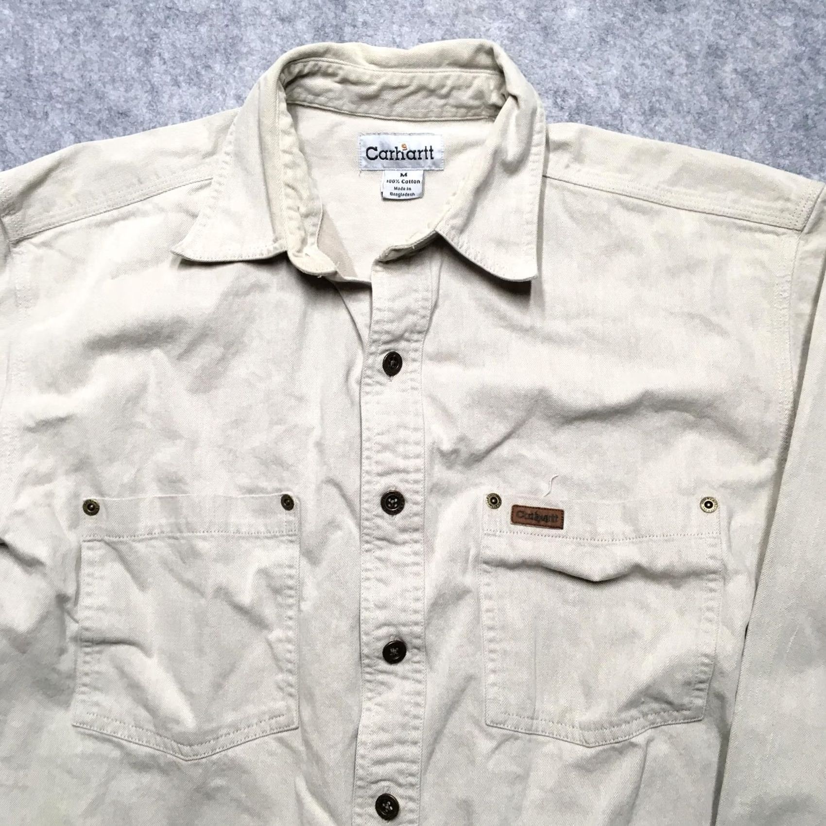 Carhartt Carhartt Shirt Mens M Beige Solid Long Sleeve Button-Up Workwear Canvas Size US M / EU 48-50 / 2 - 3 Thumbnail