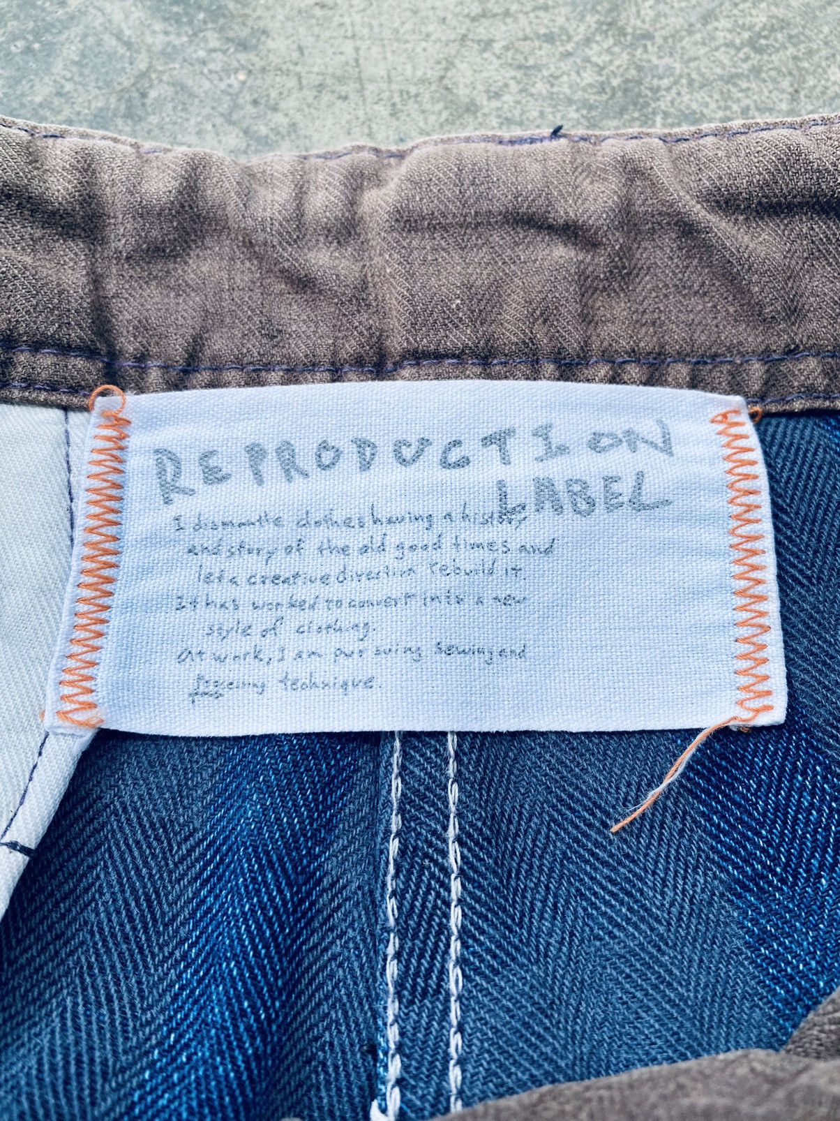 Indigo Vintage Reproduction Label Indigo Herringbone Pants Size US 33 - 3 Thumbnail