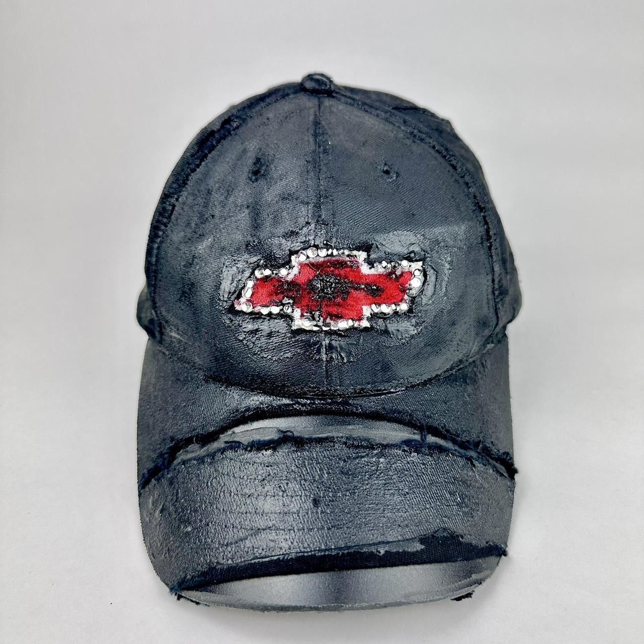 ASTROBOI* x Chevy Black Distressed Rhinestone Tattoo Hat