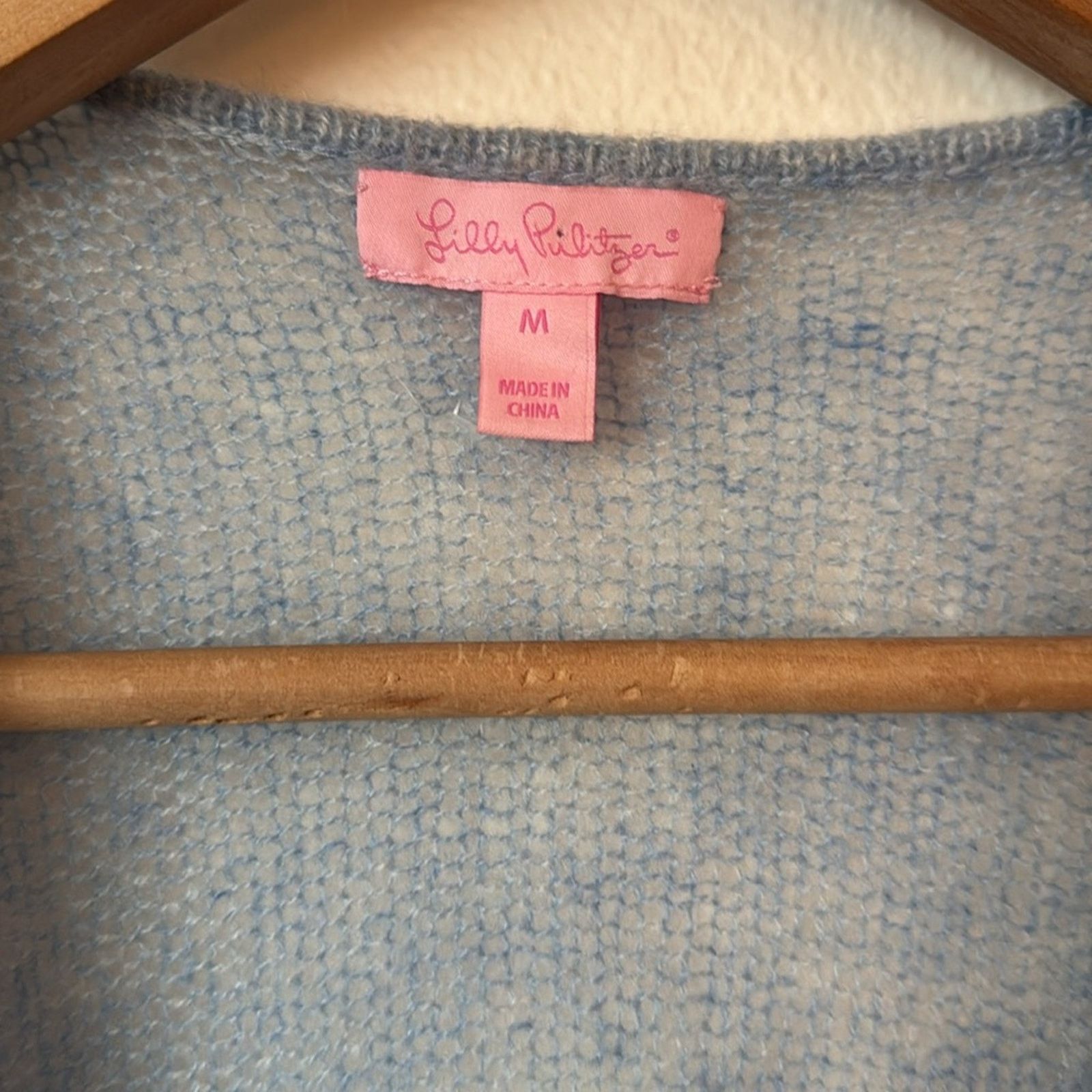 Lilly Pulitzer Lilly Pulitzer M Light Blue Cashmere Open-Front Cardigan Size M / US 6-8 / IT 42-44 - 2 Thumbnail