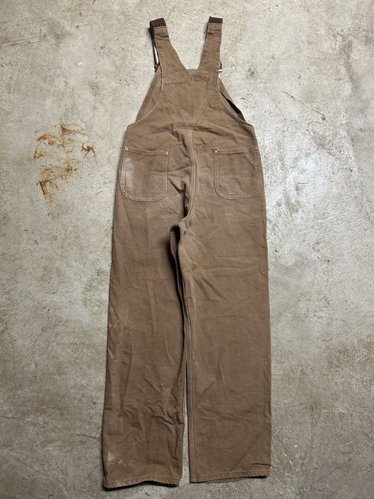 80'S Key Camouflage Pattern Woodland Camo Double Knee Overalls Women's XL (w32) Vintage unclear Khaki type Vintage Second Hand
