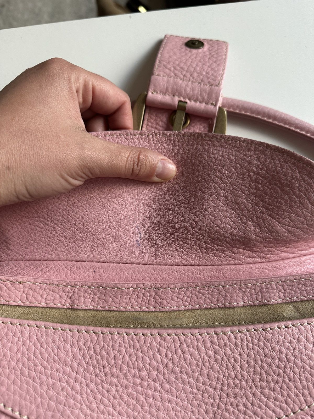Celine Vintage Celine Y2K Bubblegum Pink Leather Buckle Shoulder Size ONE SIZE - 7 Thumbnail