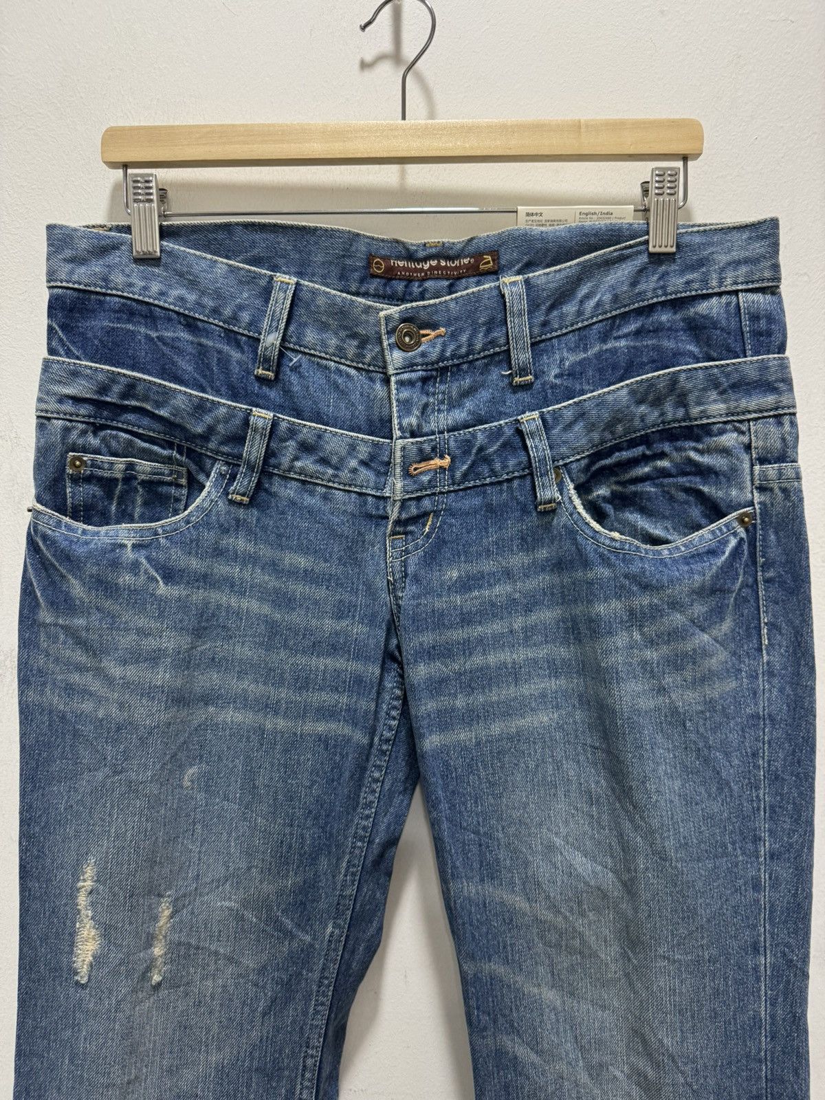 Japanese Brand JAPANESE DESIGN DOUBLE WAIST DISTRESSED DENIM JEANS Size US 34 / EU 50 - 5 Thumbnail