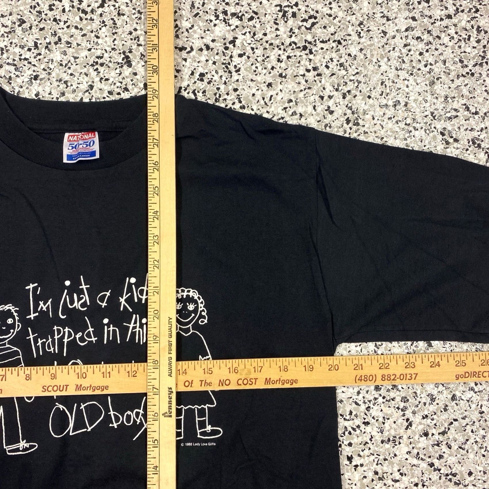 Vintage VINTAGE National T-Shirt XL Graphic Tee Black Kid trapped in a 40 yr old body Mens Size US XL / EU 56 / 4 - 4 Thumbnail