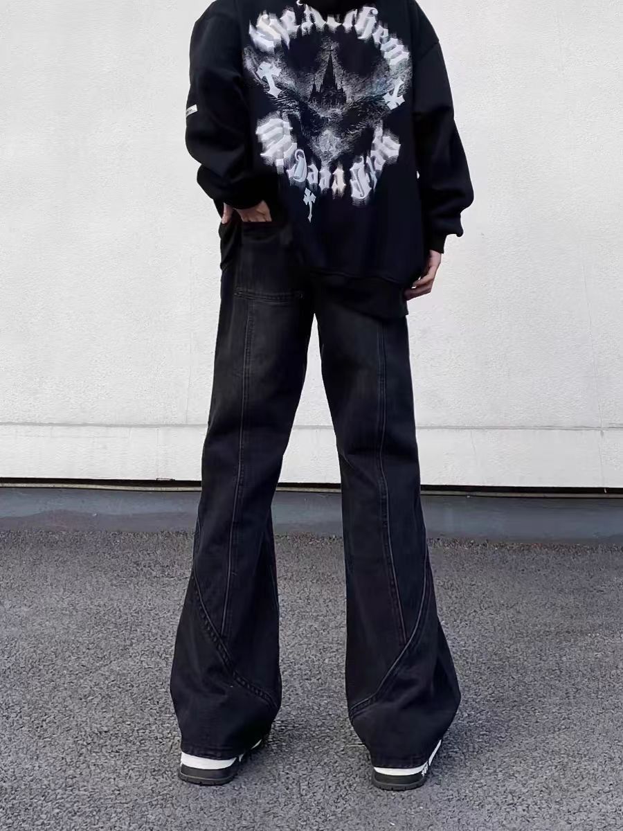 Designer × Jean × Vintage High Street Vintage Washed Spliced Micro Flare Jeans Size US 34 / EU 50 - 4 Thumbnail