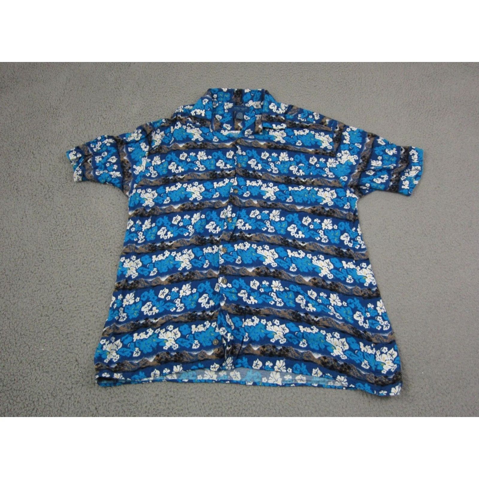 Vintage Town Craft Shirt Mens Large Blue Hawaiian Floral Button Up 90s Camp Casual Shirt Size US L / EU 52-54 / 3 - 2 Thumbnail