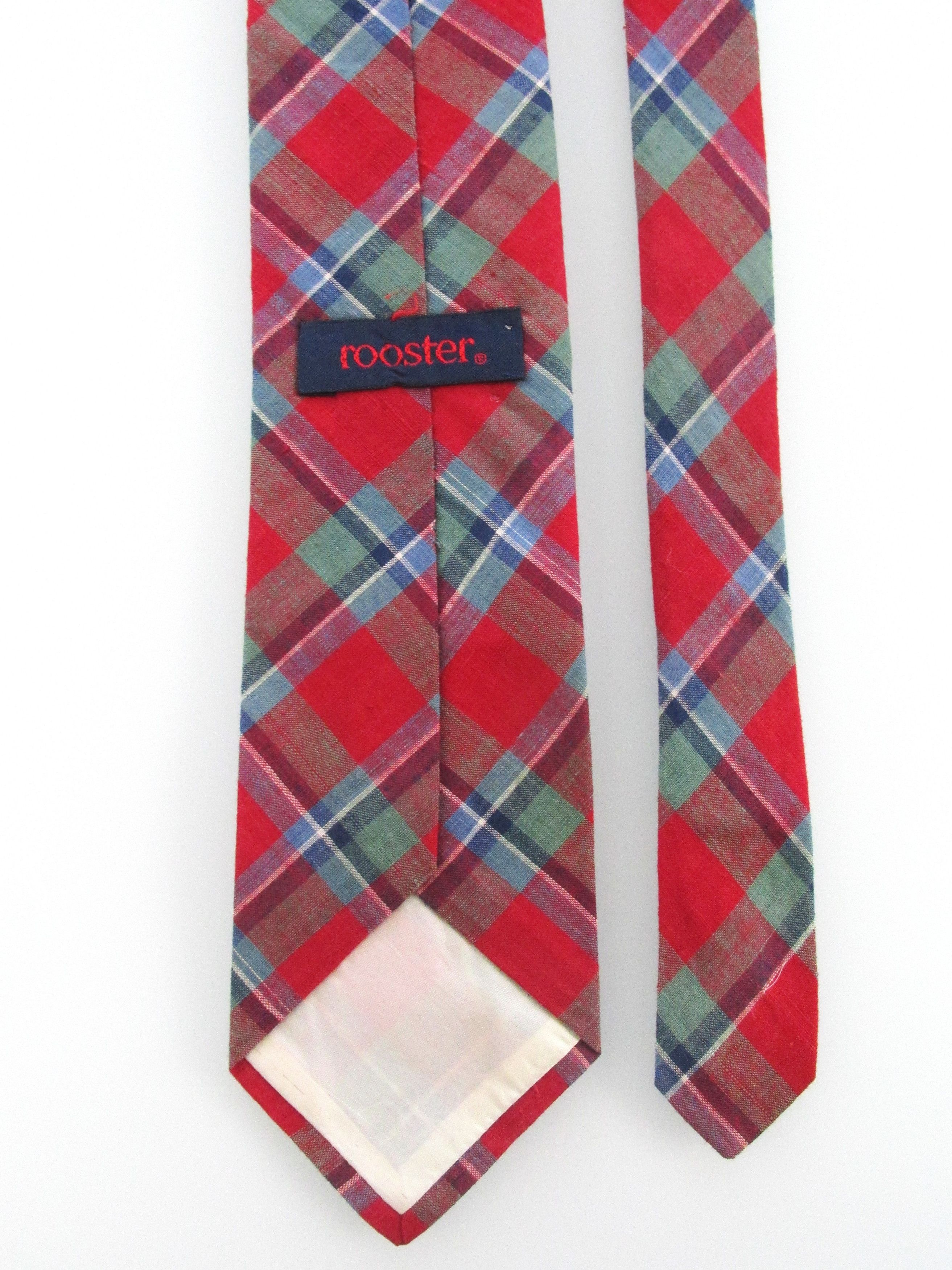 Vintage Rooster Vintage Men's Cotton Plaid Ties Size ONE SIZE - 4 Thumbnail