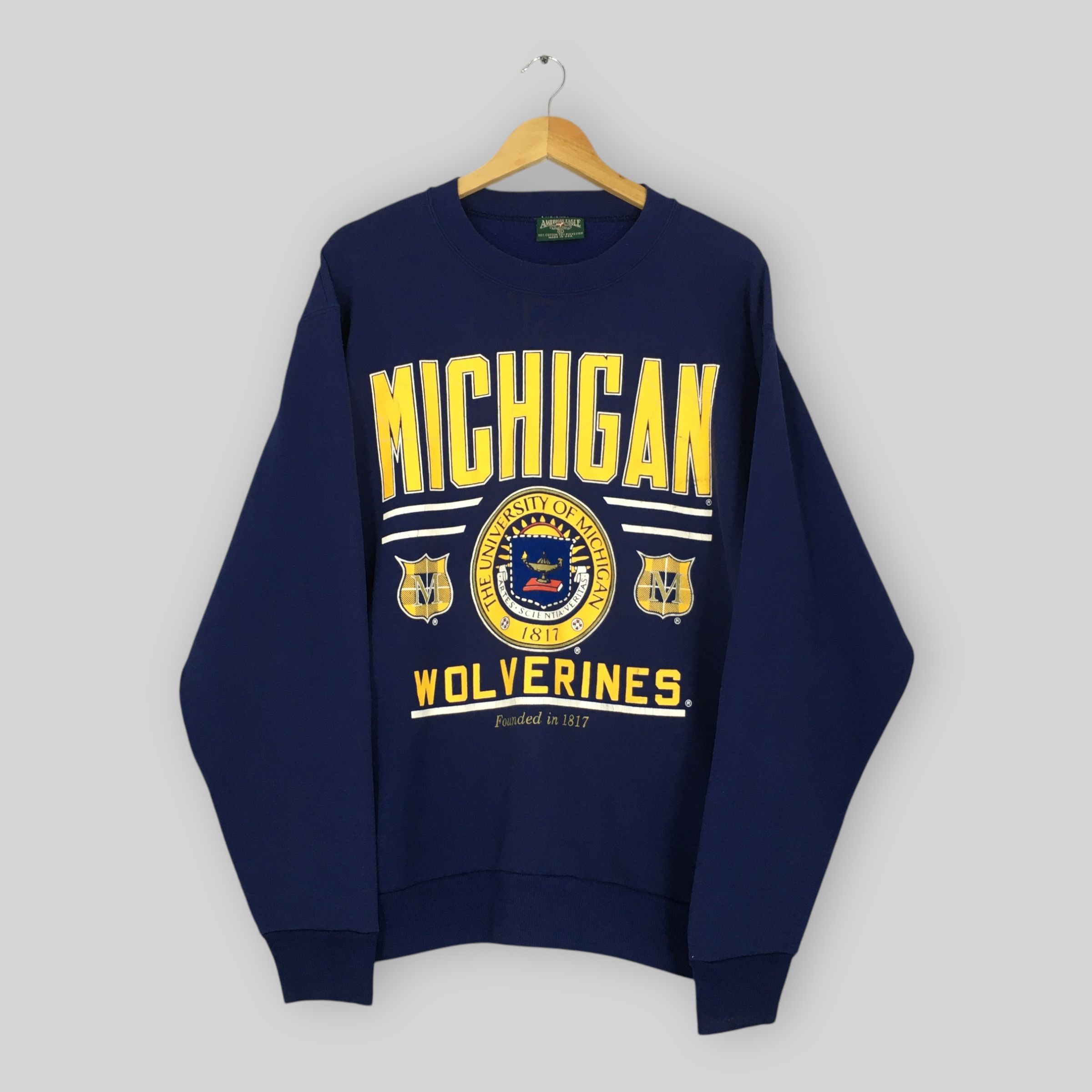 NCAA × Vintage Vintage 90s Michigan Wolverines NCAA Sweatshirt XLarge Size US XL / EU 56 / 4 - 1 Thumbnail