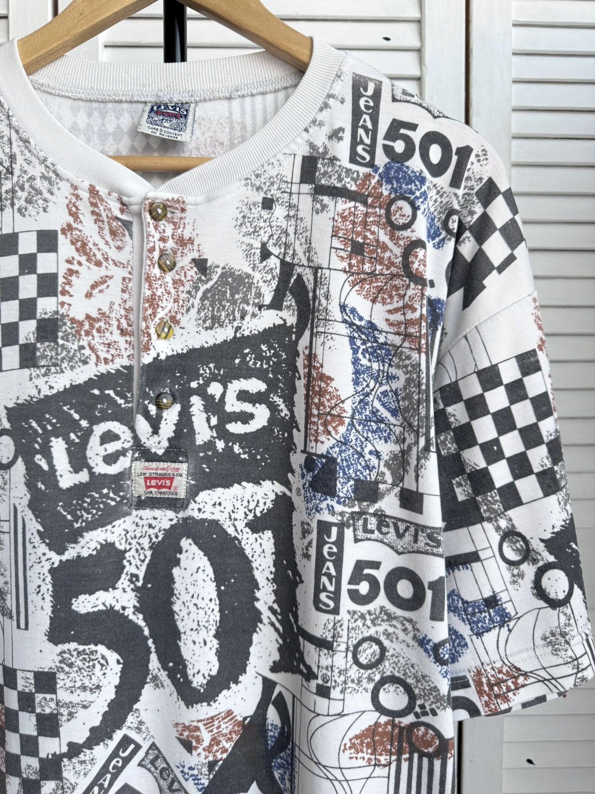 Levi's Vintage Clothing Vintage 90’s Levi’s 501 All Over Print Button Up Shirt USA Size US M / EU 48-50 / 2 - 5 Thumbnail