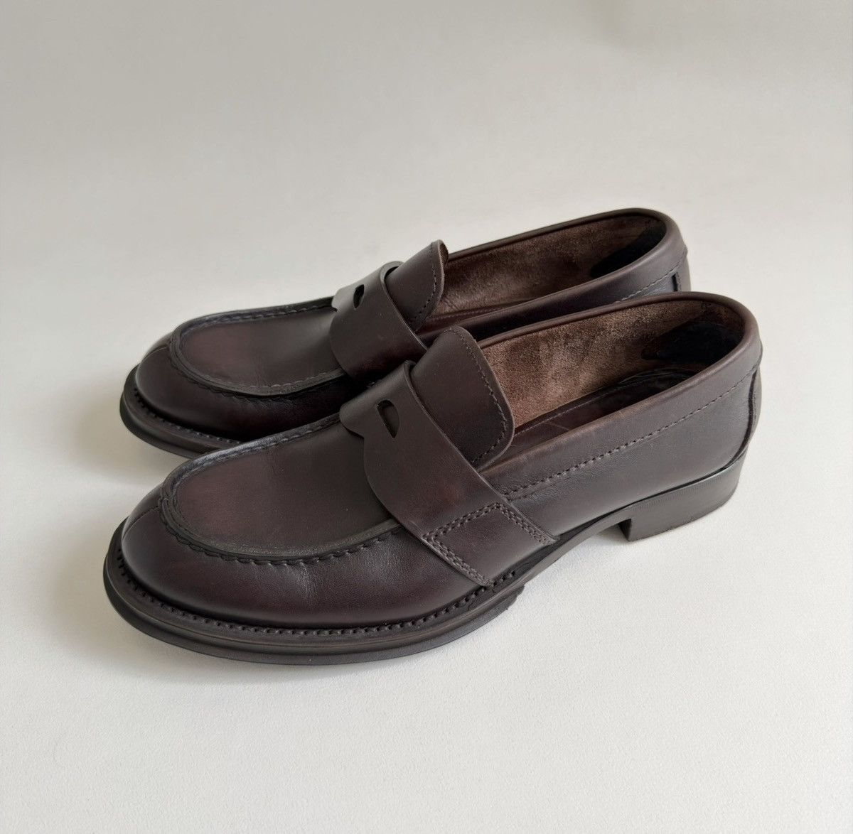 Prada Dark Brown Leather Chunky Loafers Size US 11 / EU 44 - 4 Thumbnail