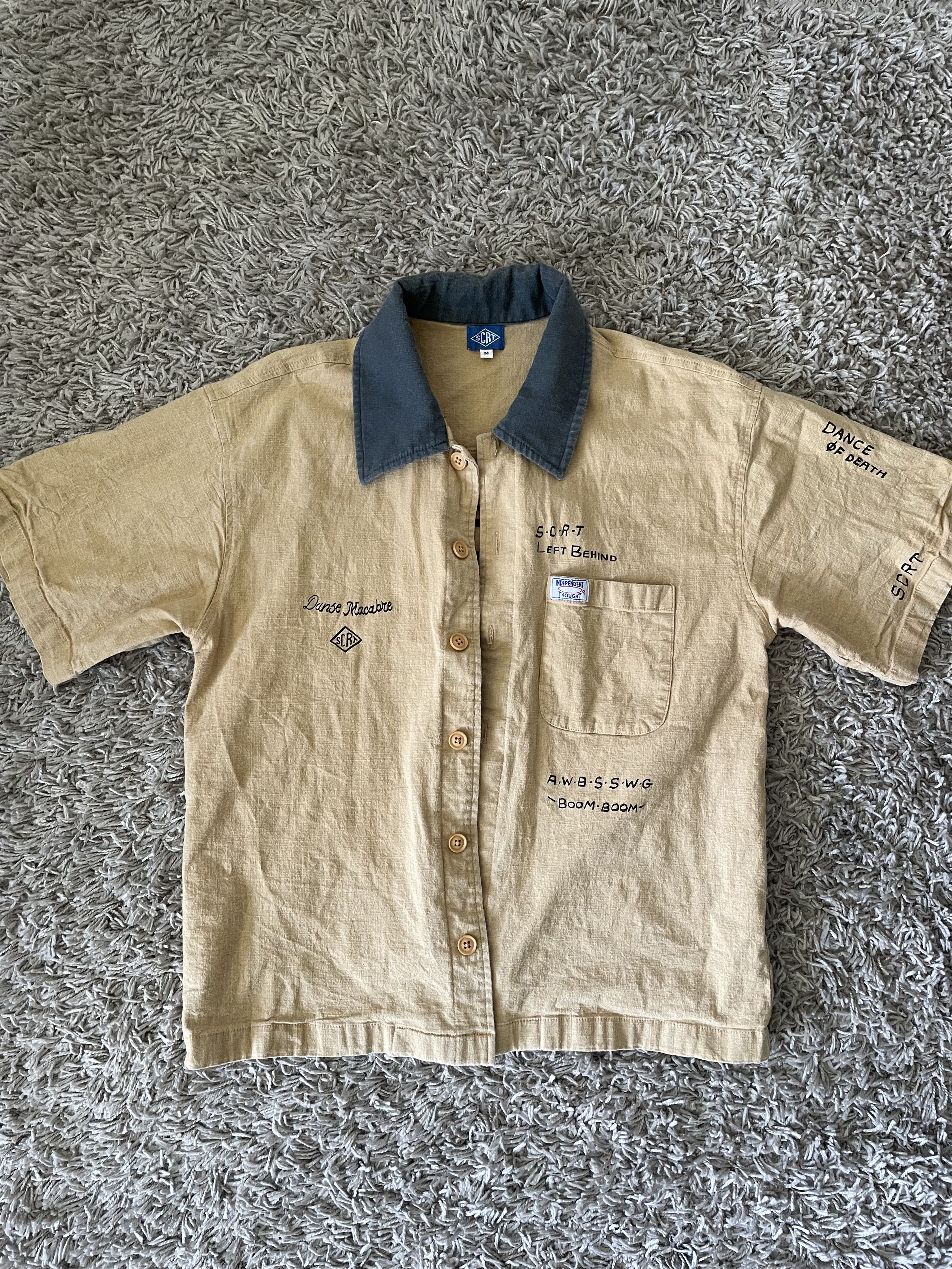 SCRT SCRT 'Danse Macabre' Tan Button-Up Bowling Shirt Size US M / EU 48-50 / 2 - 1 Thumbnail