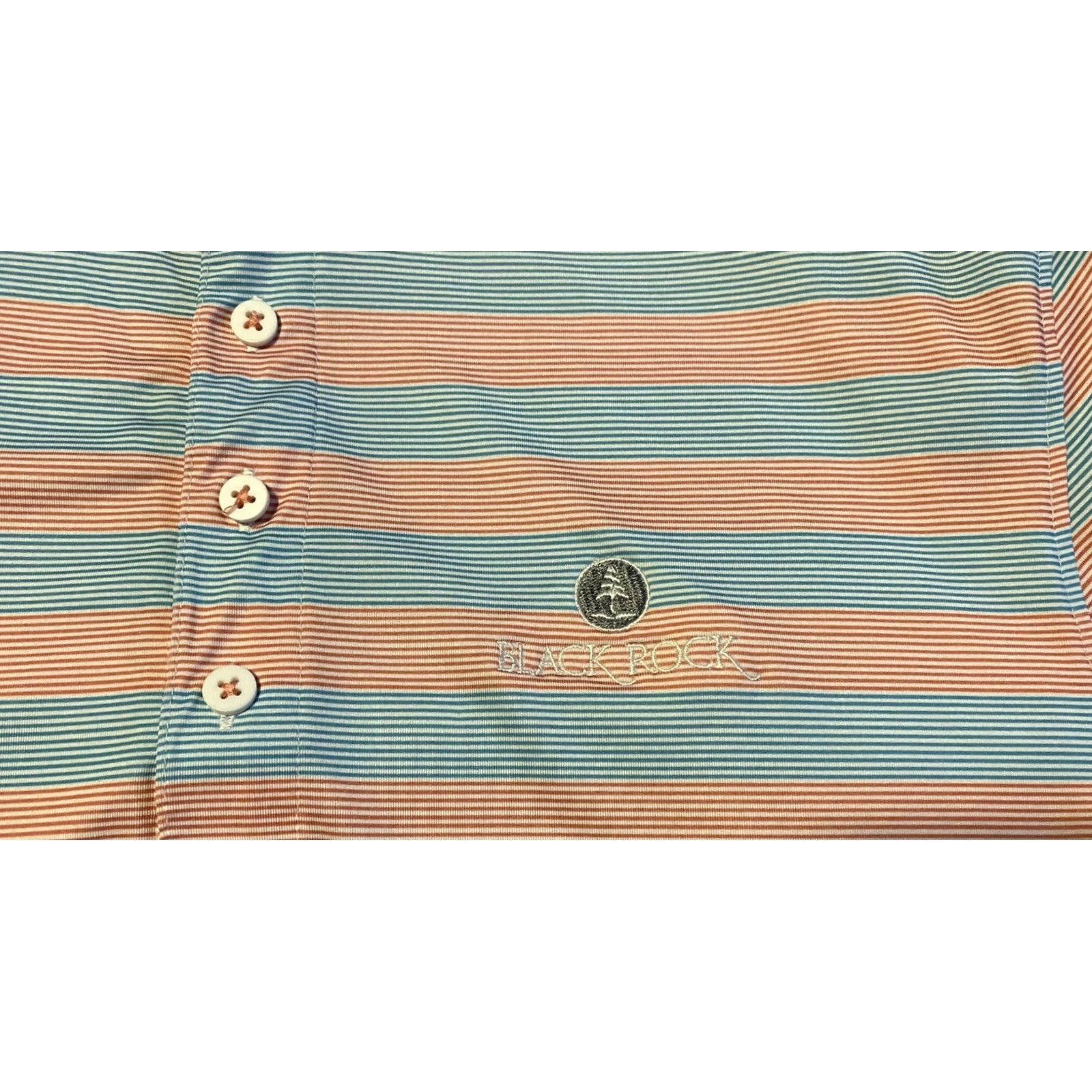 Vintage Matte Grey Polo Shirt Mens Medium Blue/Coral Stretch "Black Rock" Embroidered Size US M / EU 48-50 / 2 - 3 Thumbnail