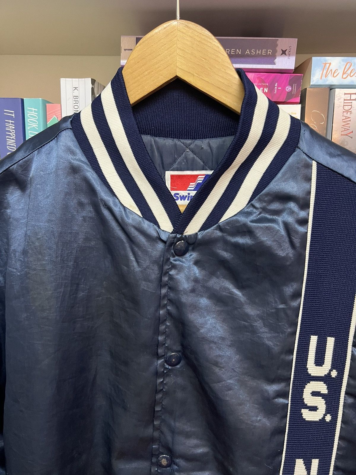Vintage 80s USA NAVY Varsity Jacket Size US XL / EU 56 / 4 - 3 Thumbnail