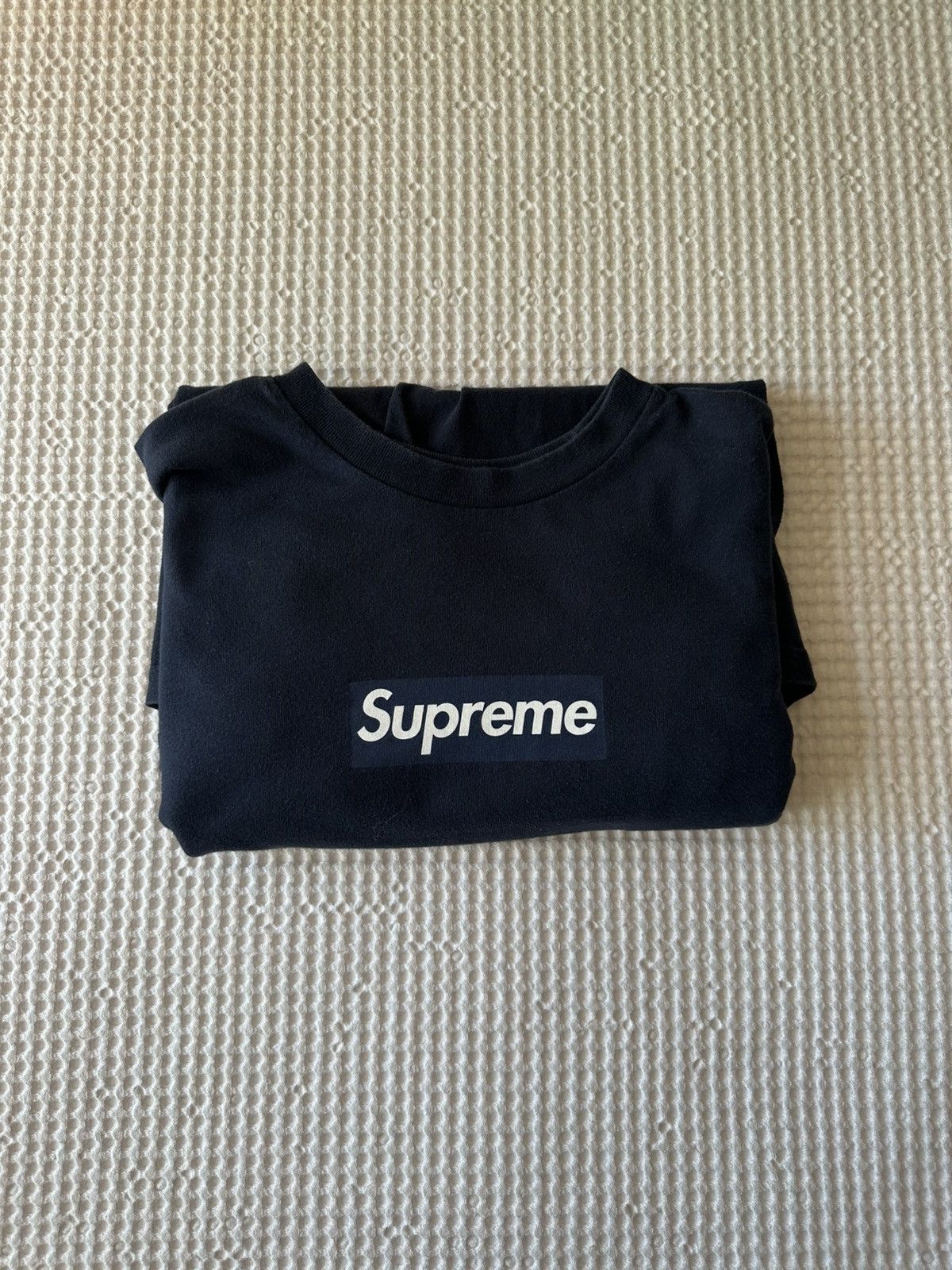 Supreme Navy Supreme Box Logo Long Sleeve Size US L / EU 52-54 / 3 - 1 Thumbnail