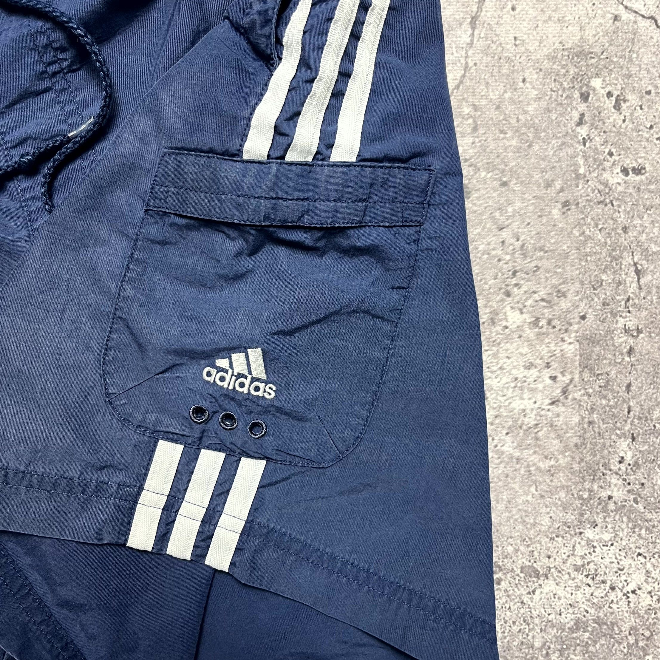 Adidas Y2K Adidas Navy Blue Shorts Striped Cargo Pocket Size S Size US 31 - 2 Thumbnail