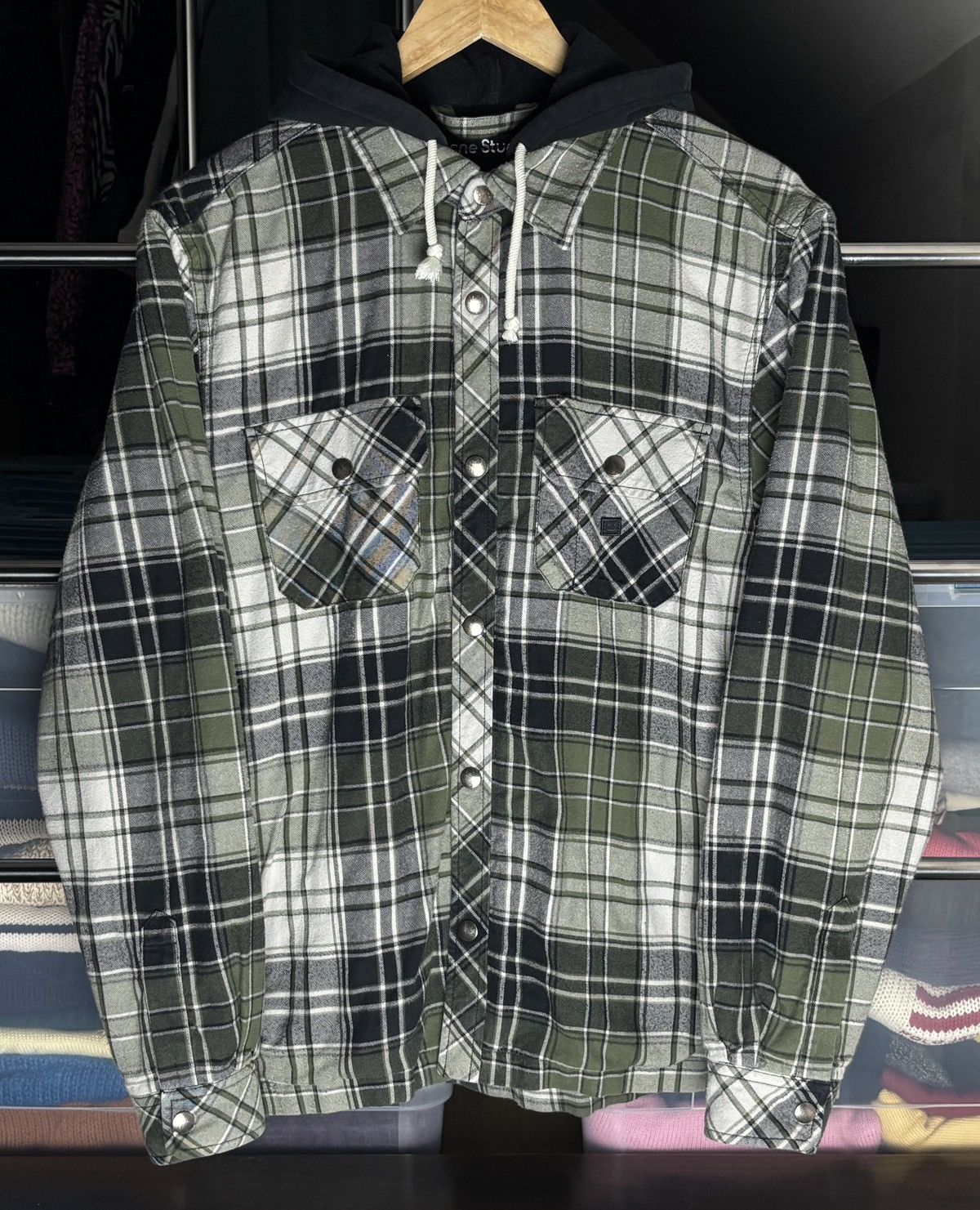 Acne Studios Acne Studios Oversized Checked Hooded Jacket Face Logo Size US XS / EU 42 / 0 - 1 Thumbnail