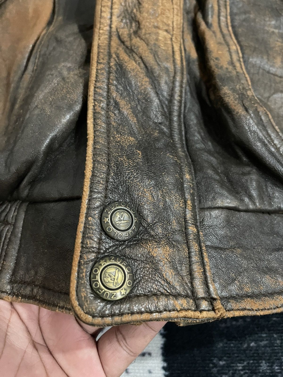 Vintage Vintage Zufolo Leather Bomber Jacket Size US L / EU 52-54 / 3 - 8 Thumbnail