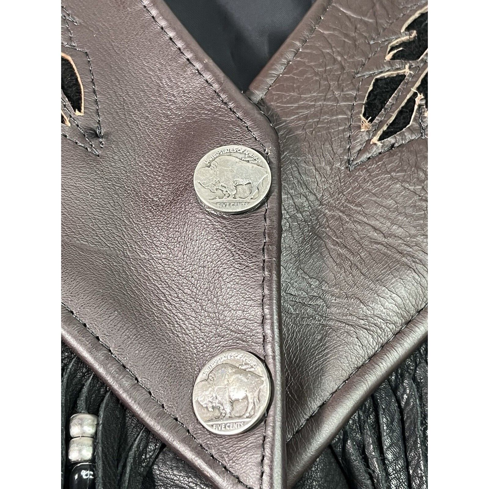 Other TRD Leathers Women's Black Biker Vest Fringe Eagle Inlay Buf Size XL / US 12-14 / IT 48-50 - 3 Thumbnail