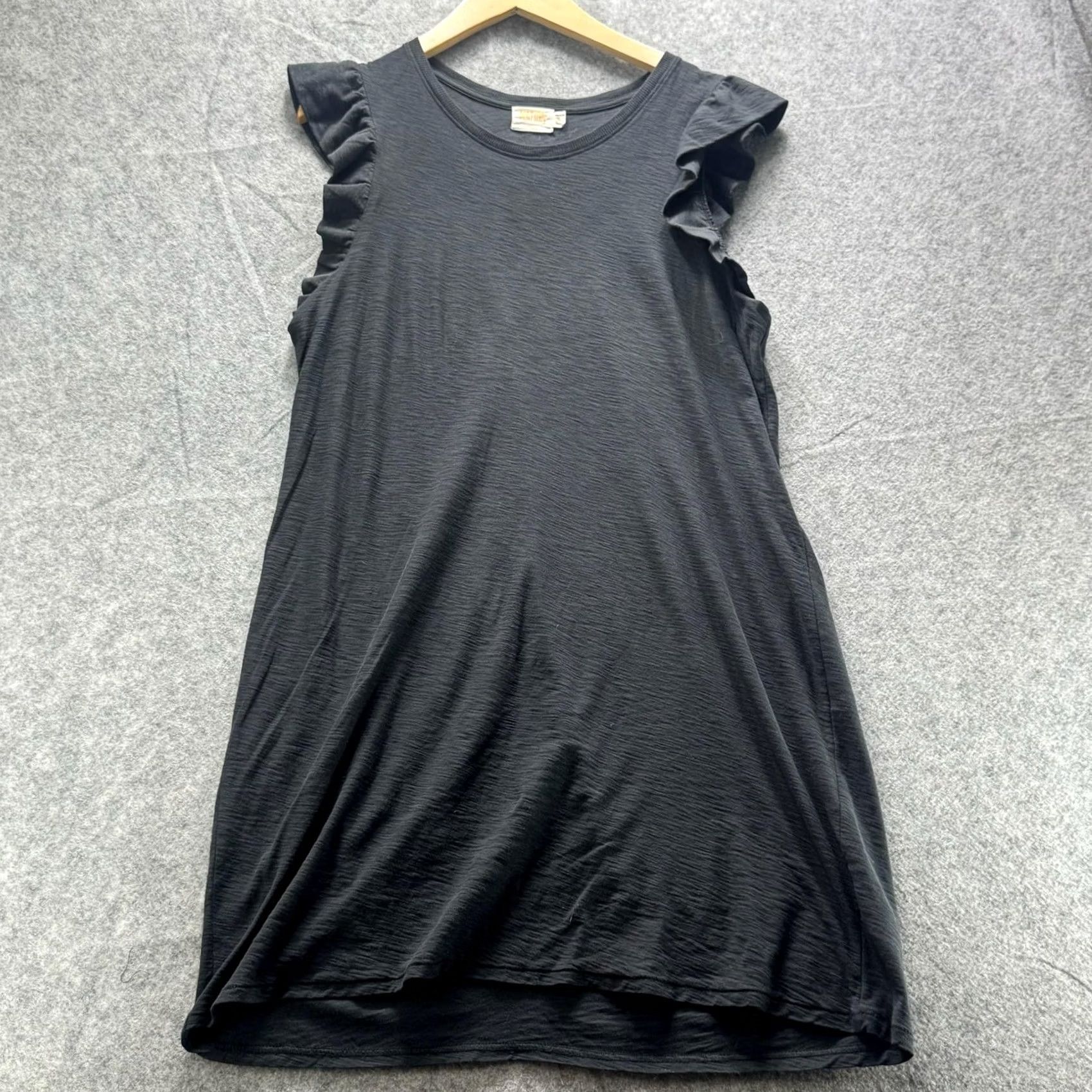Nation LTD Nation LTD Dress Womens L Black Pima Cotton Jersey Flutter Ruffle Tank Short Size L / US 10 / IT 46 - 2 Thumbnail