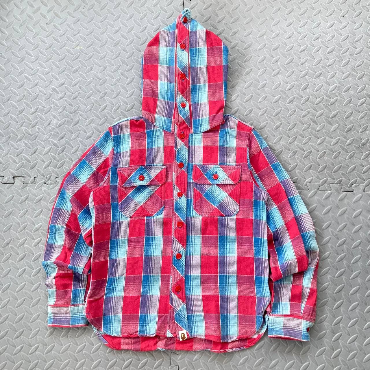 Bape Full Buttoned Flannel Check Hoodie Size US S / EU 44-46 / 1 - 1 Thumbnail