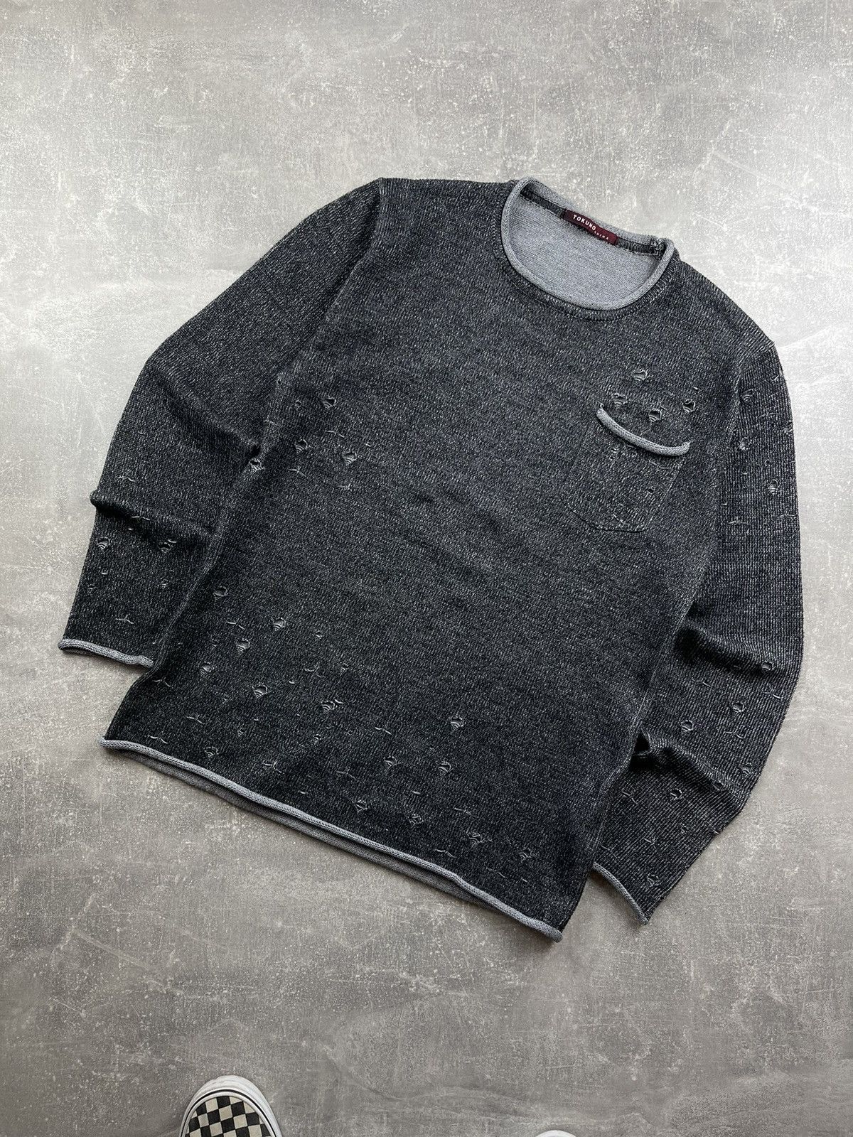 Japanese Brand Japanes Tokuno Shima Avant Garde Distressed Acrylic Sweater Size US M / EU 48-50 / 2 - 1 Thumbnail
